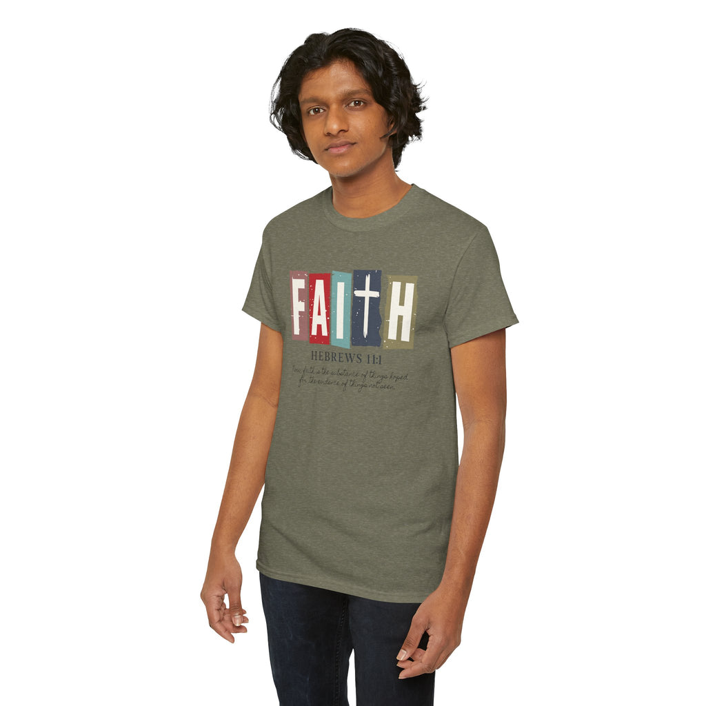 Funky Christian Tee - Colorful FAITH Design - Hebrews 11:1