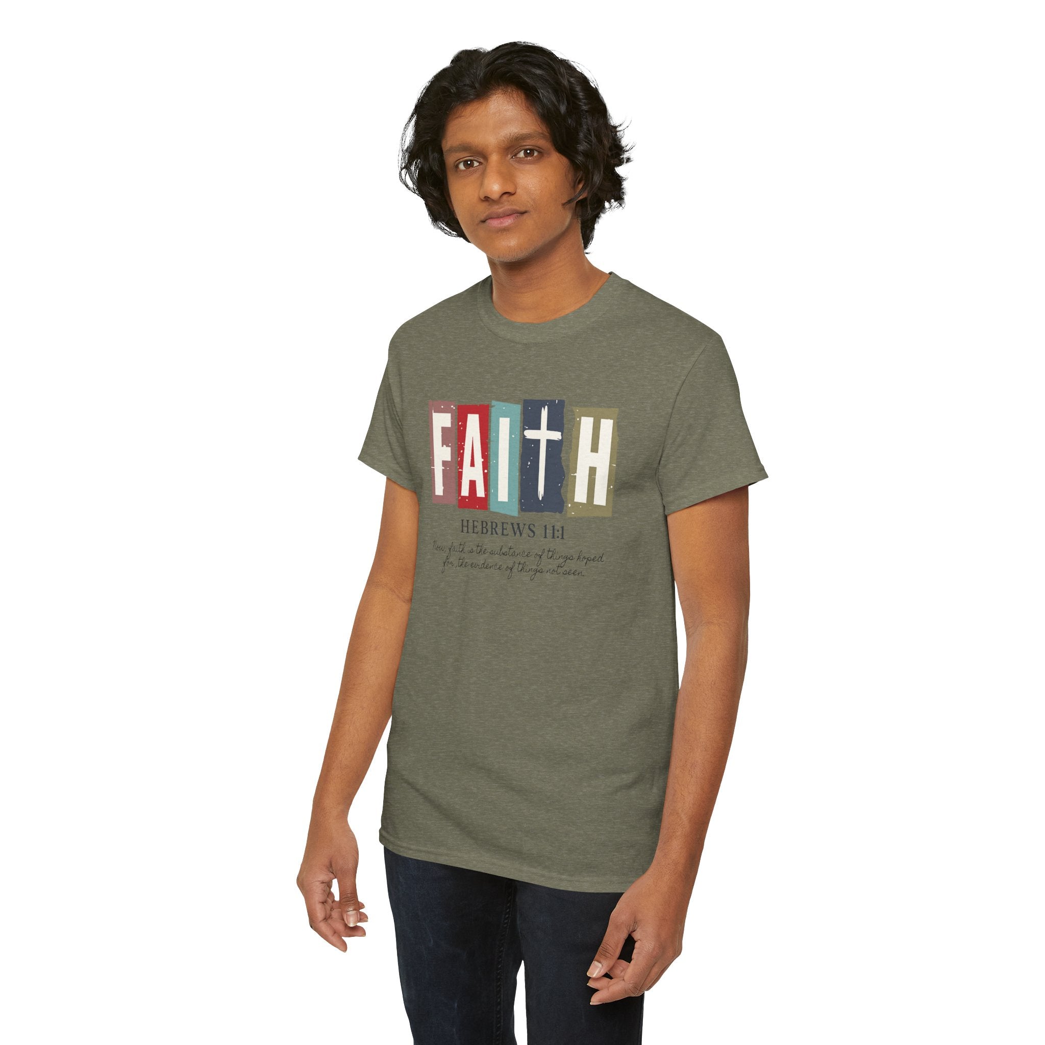 Funky Christian Tee - Colorful FAITH Design - Hebrews 11:1