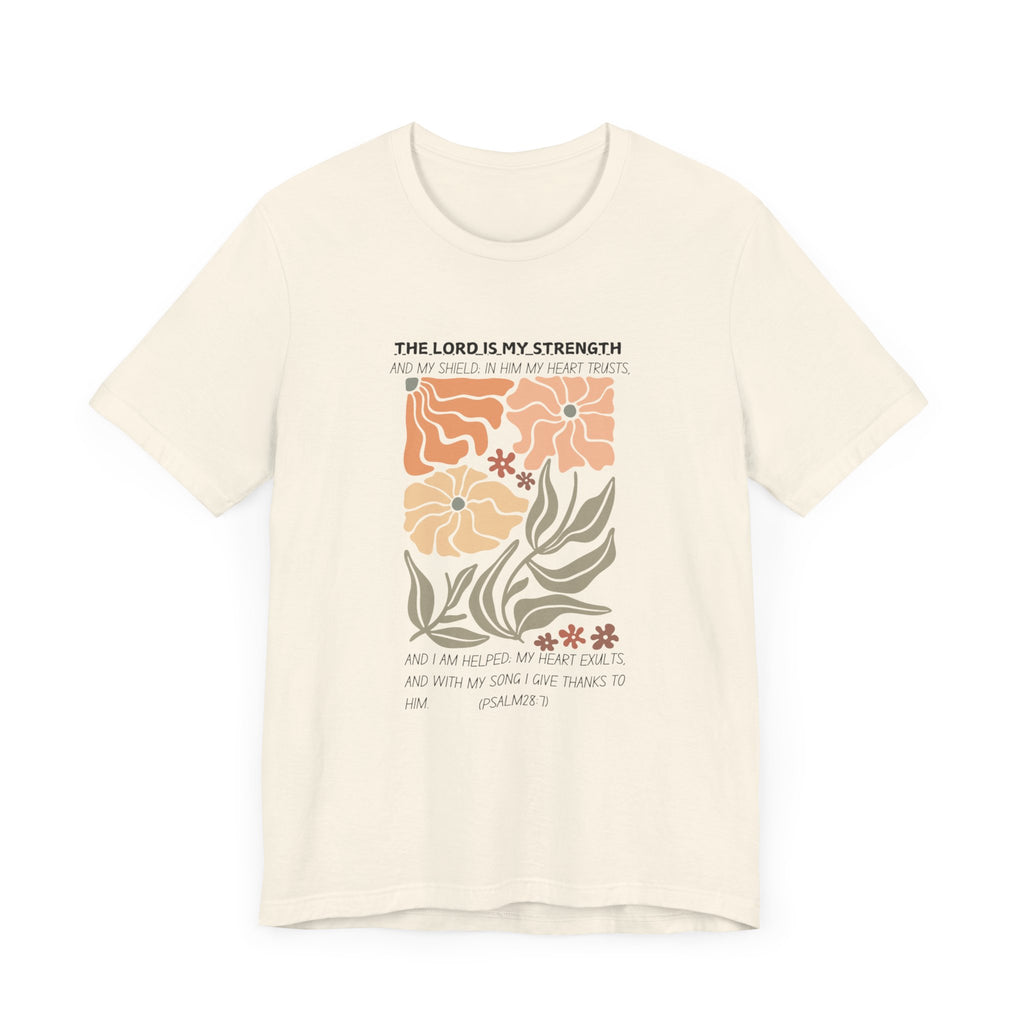 Boho Retro Flower T-shirt with Psalm 28:7 Tee