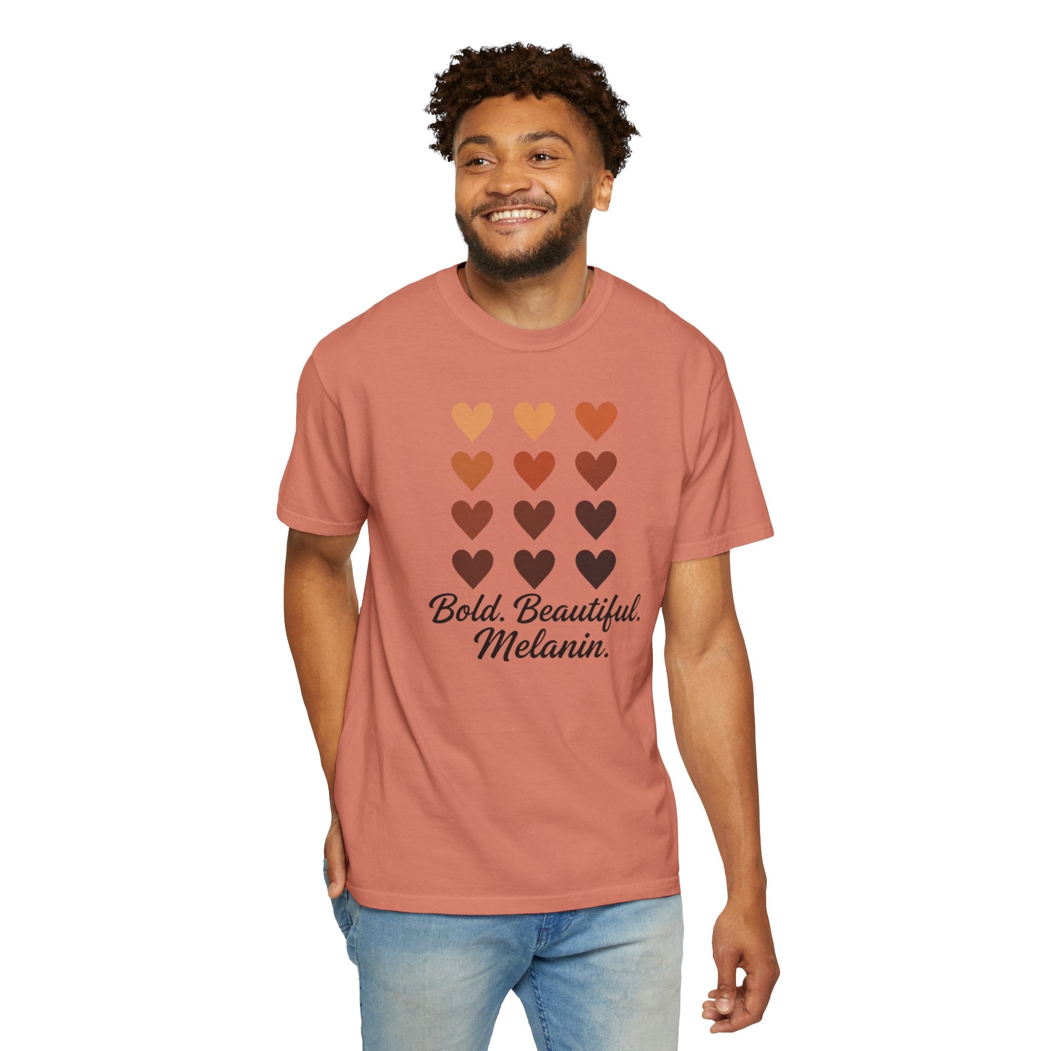Bold Beautiful Melanin Hearts Tee
