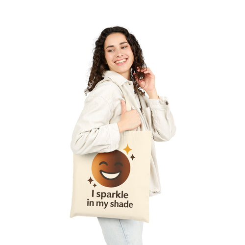 "I Sparkle In My Shade" Brown Emoji Tote