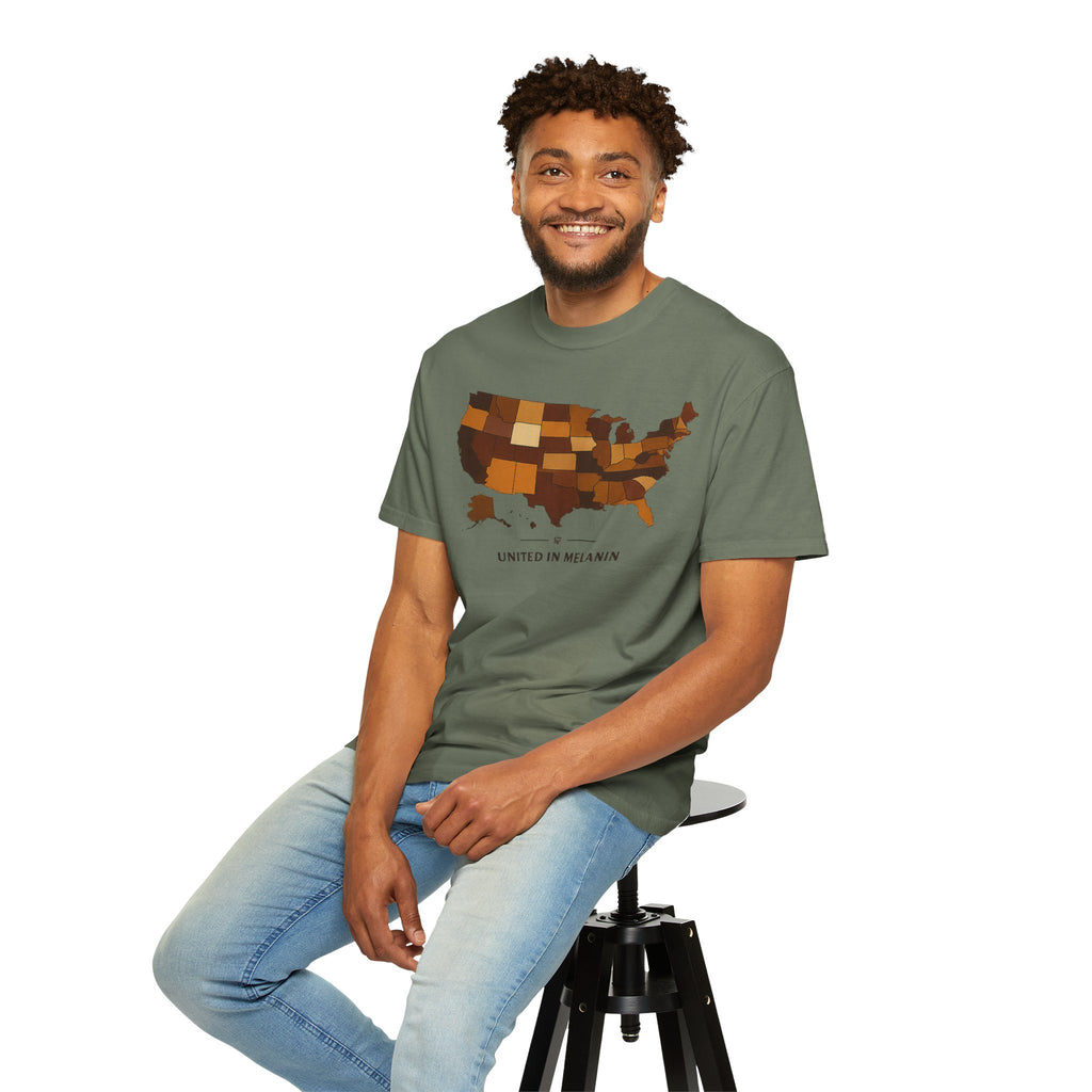United in Melanin T-Shirt — Brown Shades USA Map Pride Tee