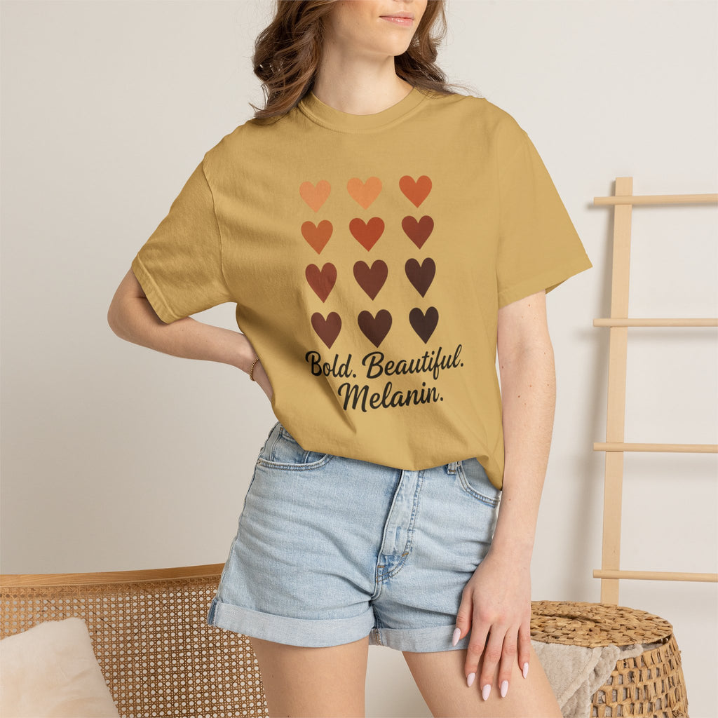 Bold Beautiful Melanin Hearts Tee
