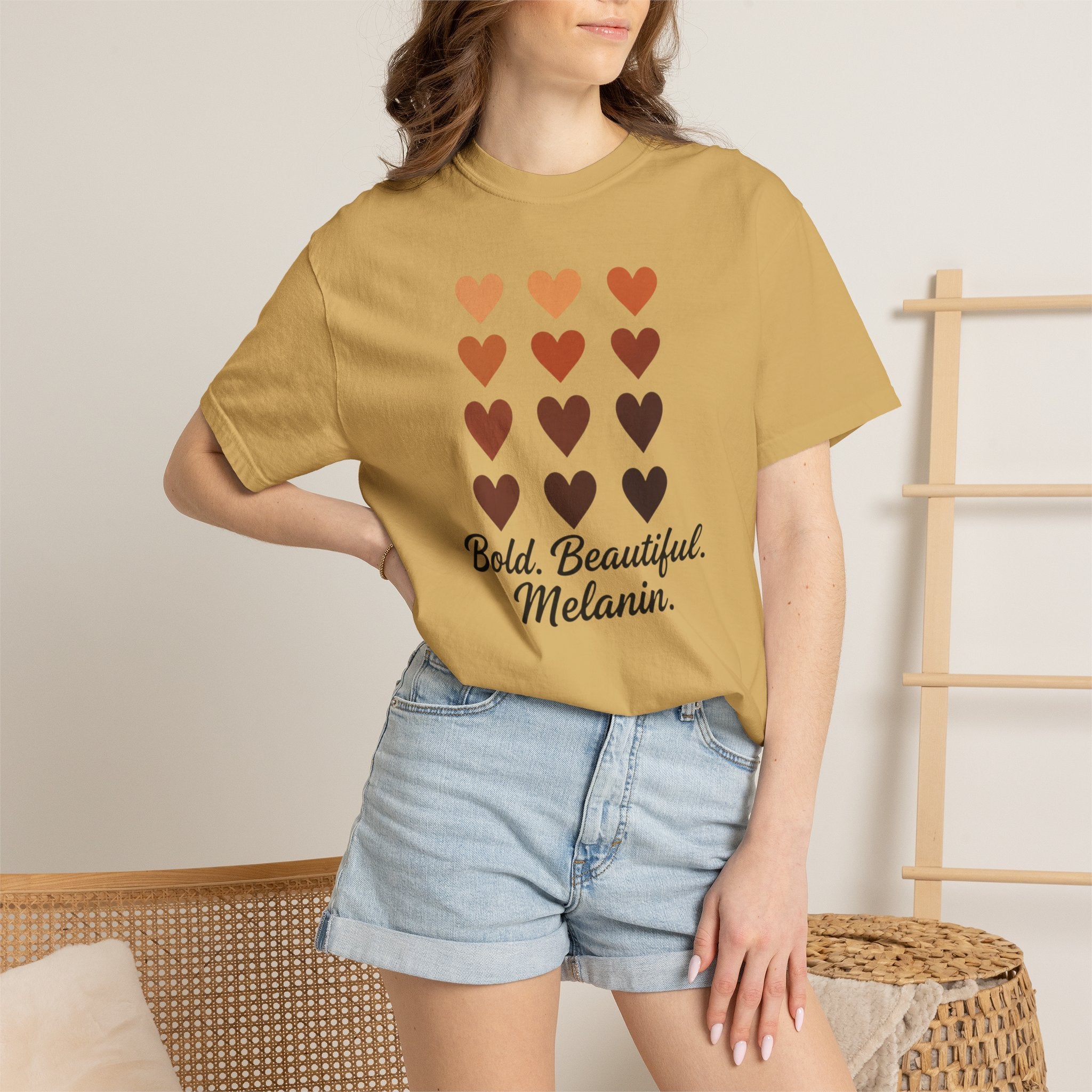 Bold Beautiful Melanin Hearts Tee