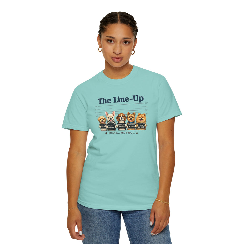 The Line-Up Cute Dog Mugshot T-Shirt — "Guilty and Adorable"