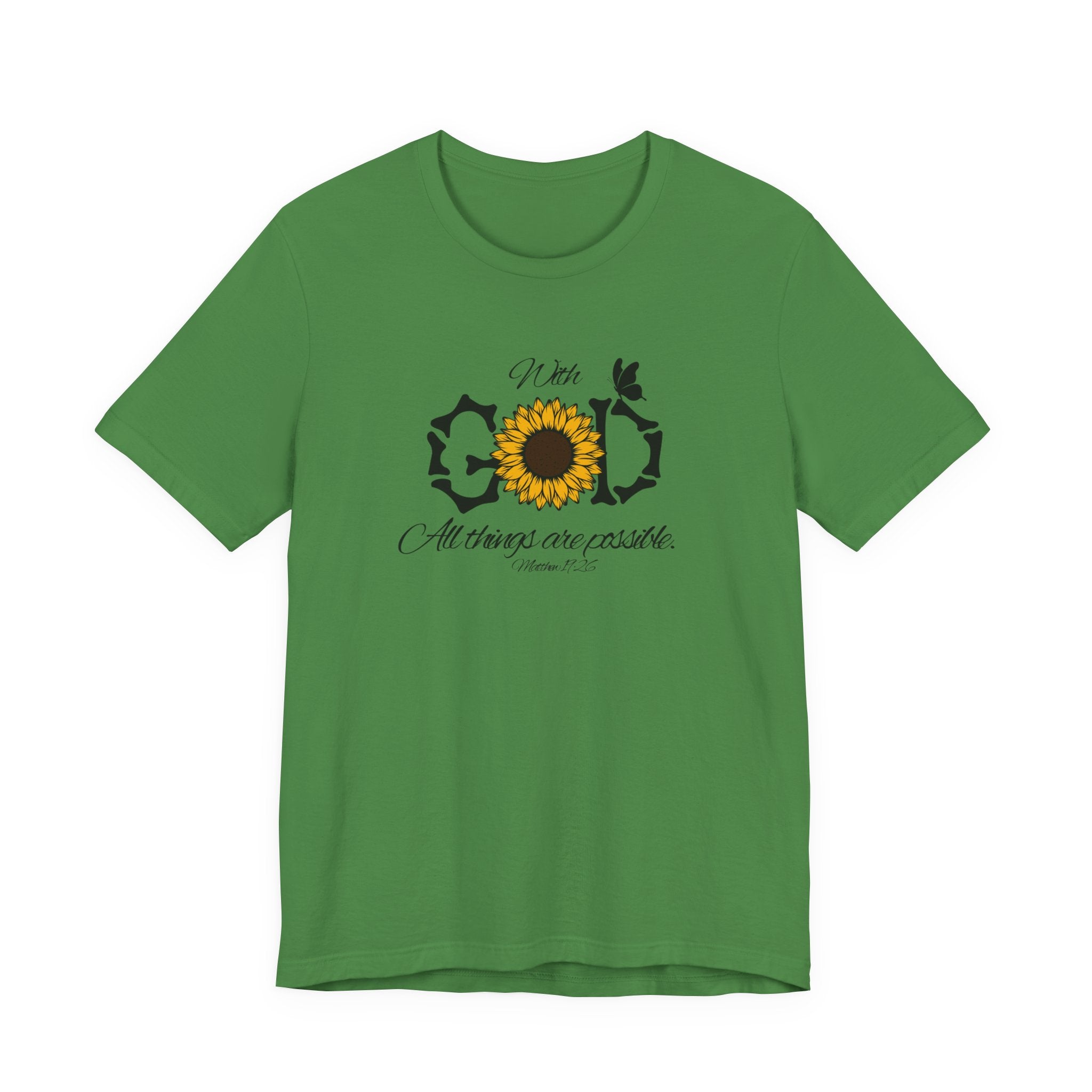 With God, All Things Are Possible with Daisy design: Scripture T-shirt