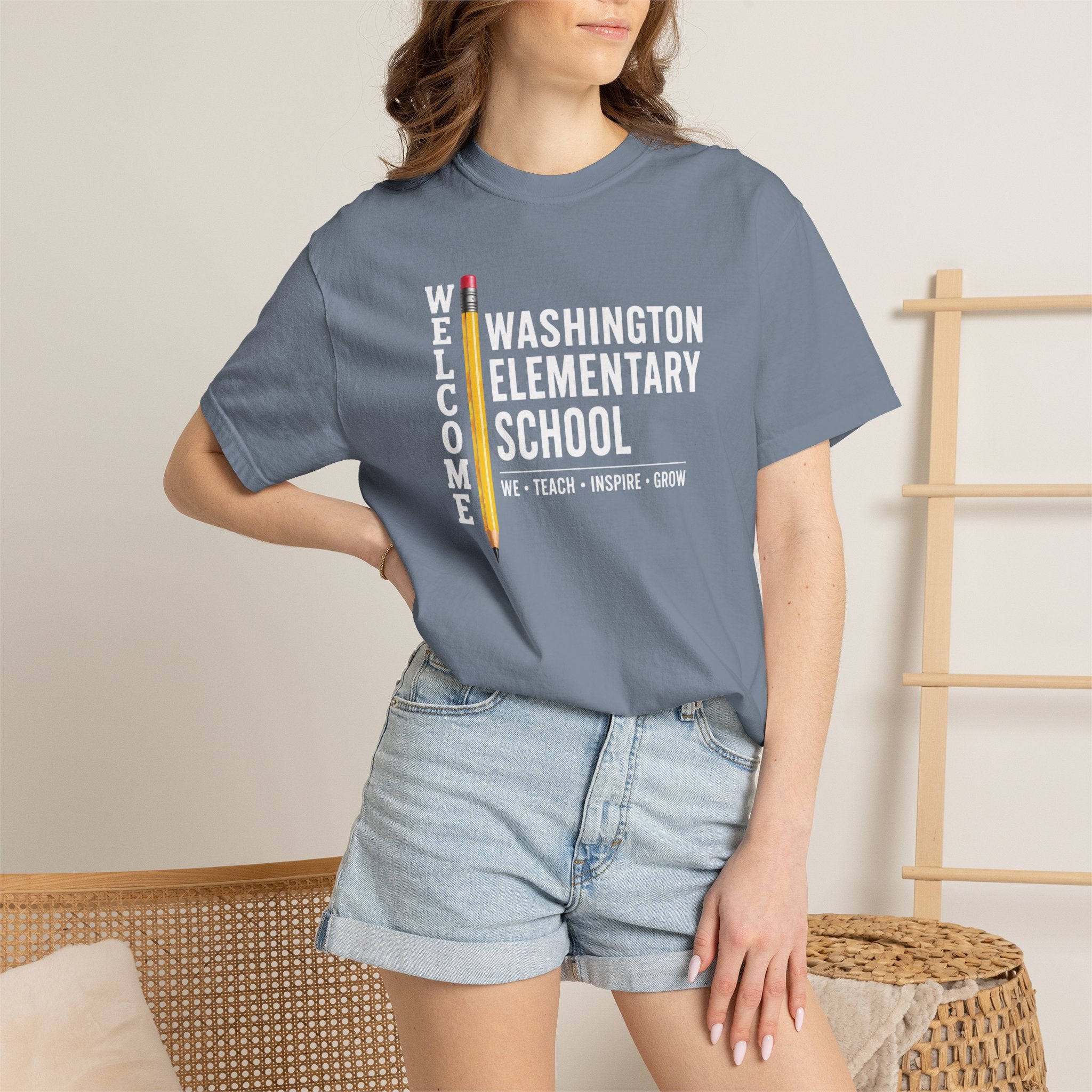 Washington Elementary School Welcome T-Shirt — 'Welcome' Pencil Design