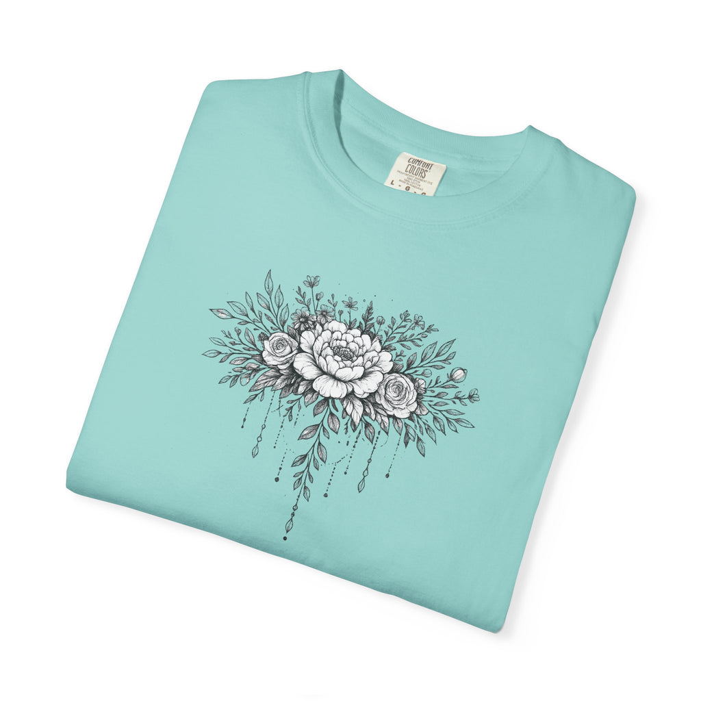 Floral Sketch T-Shirt — Vintage Black Rose Illustration