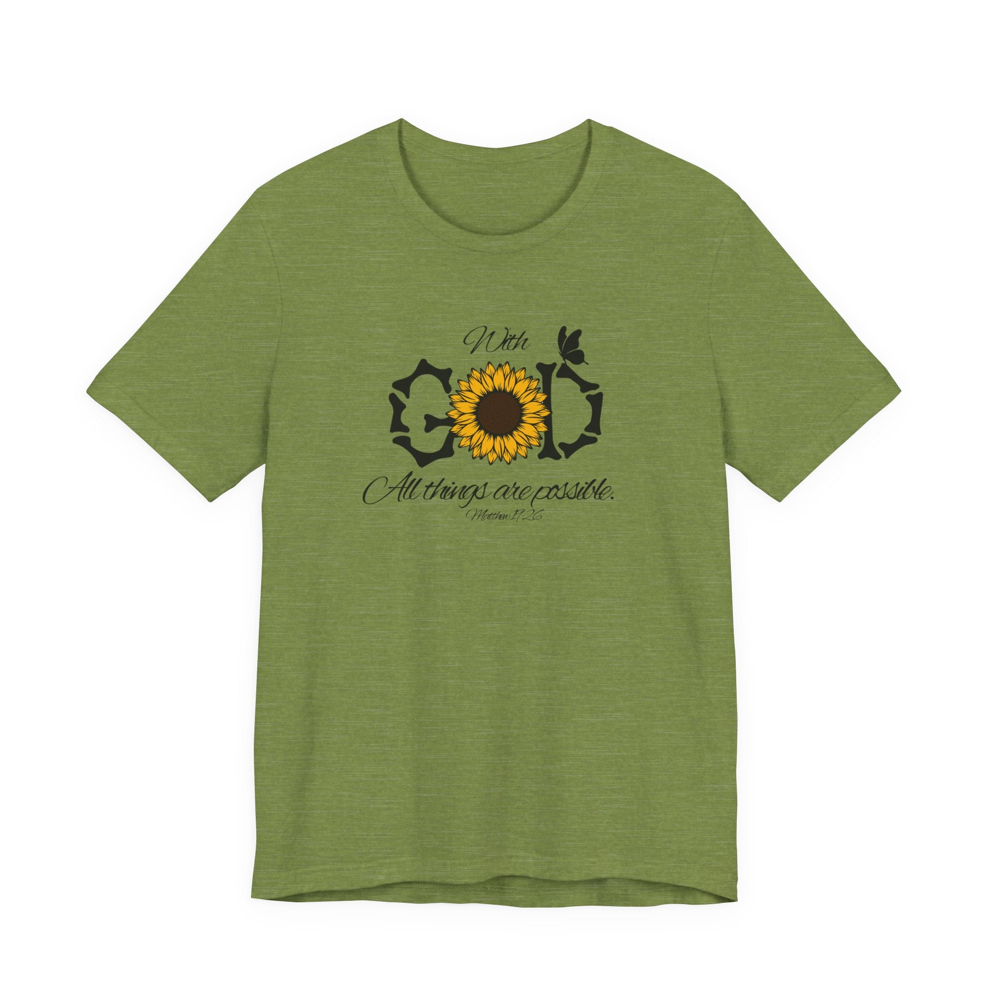 With God, All Things Are Possible with Daisy design: Scripture T-shirt