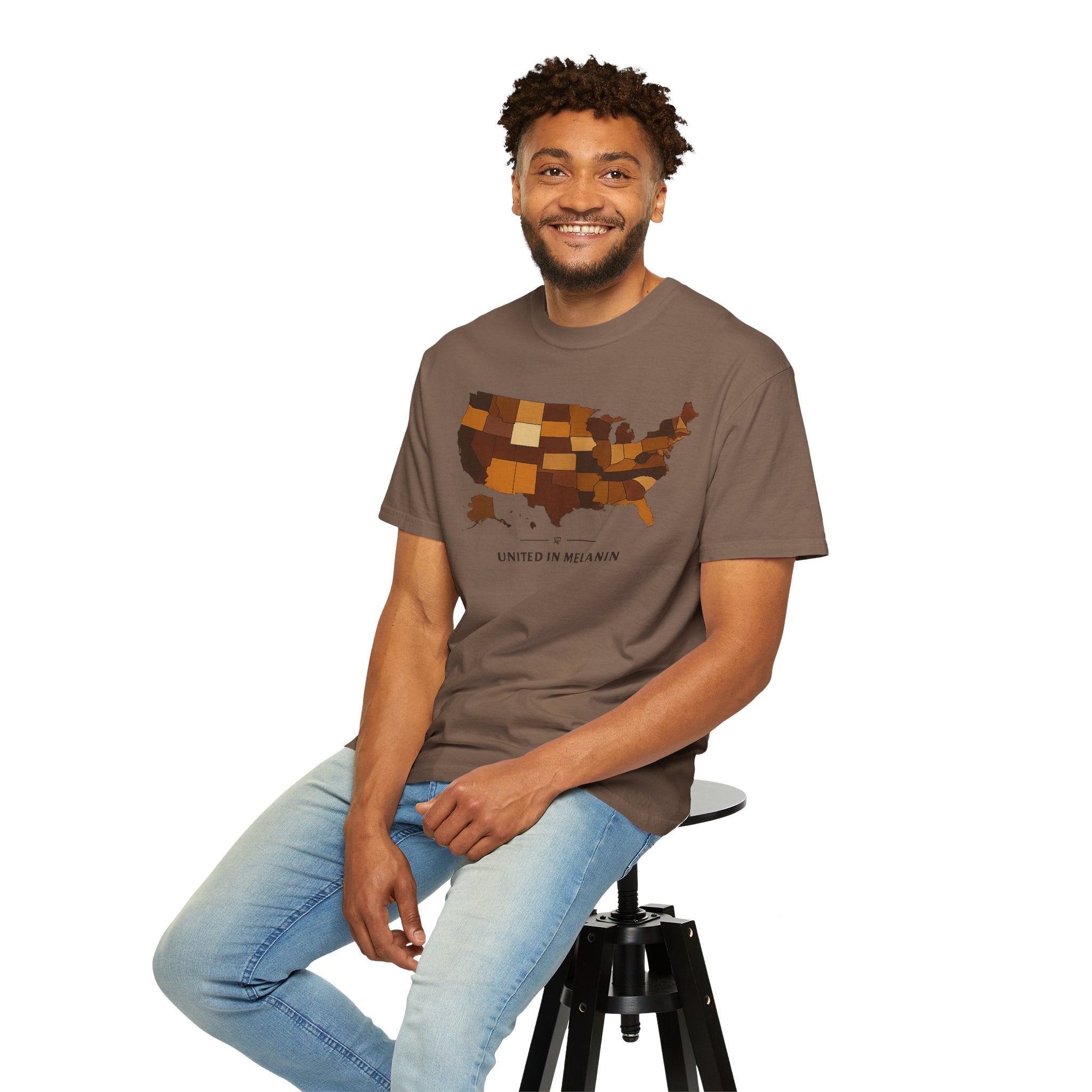 United in Melanin T-Shirt — Brown Shades USA Map Pride Tee
