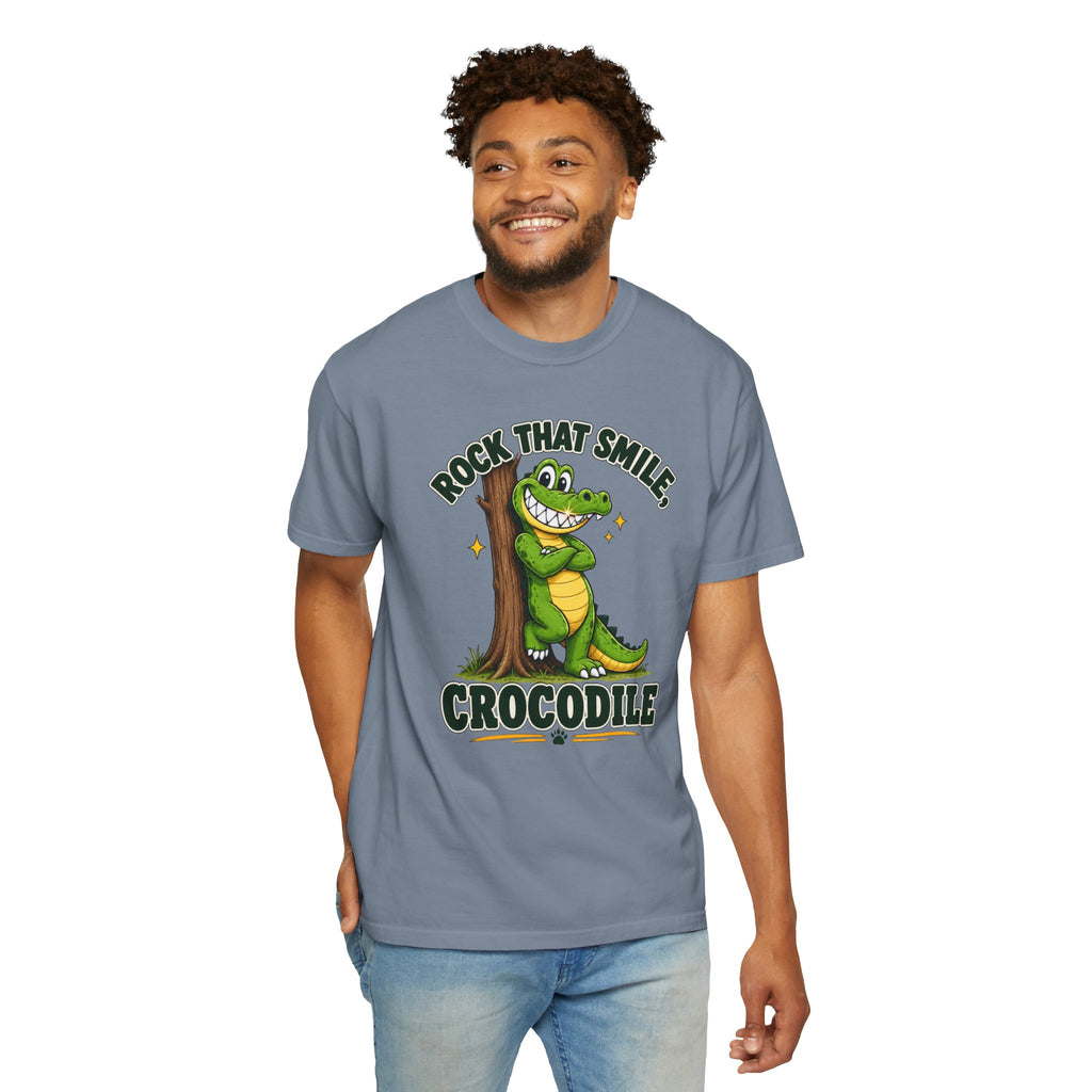 Rock That Smile Crocodile Adult Tee – Fun Graphic Crocodile Shirt