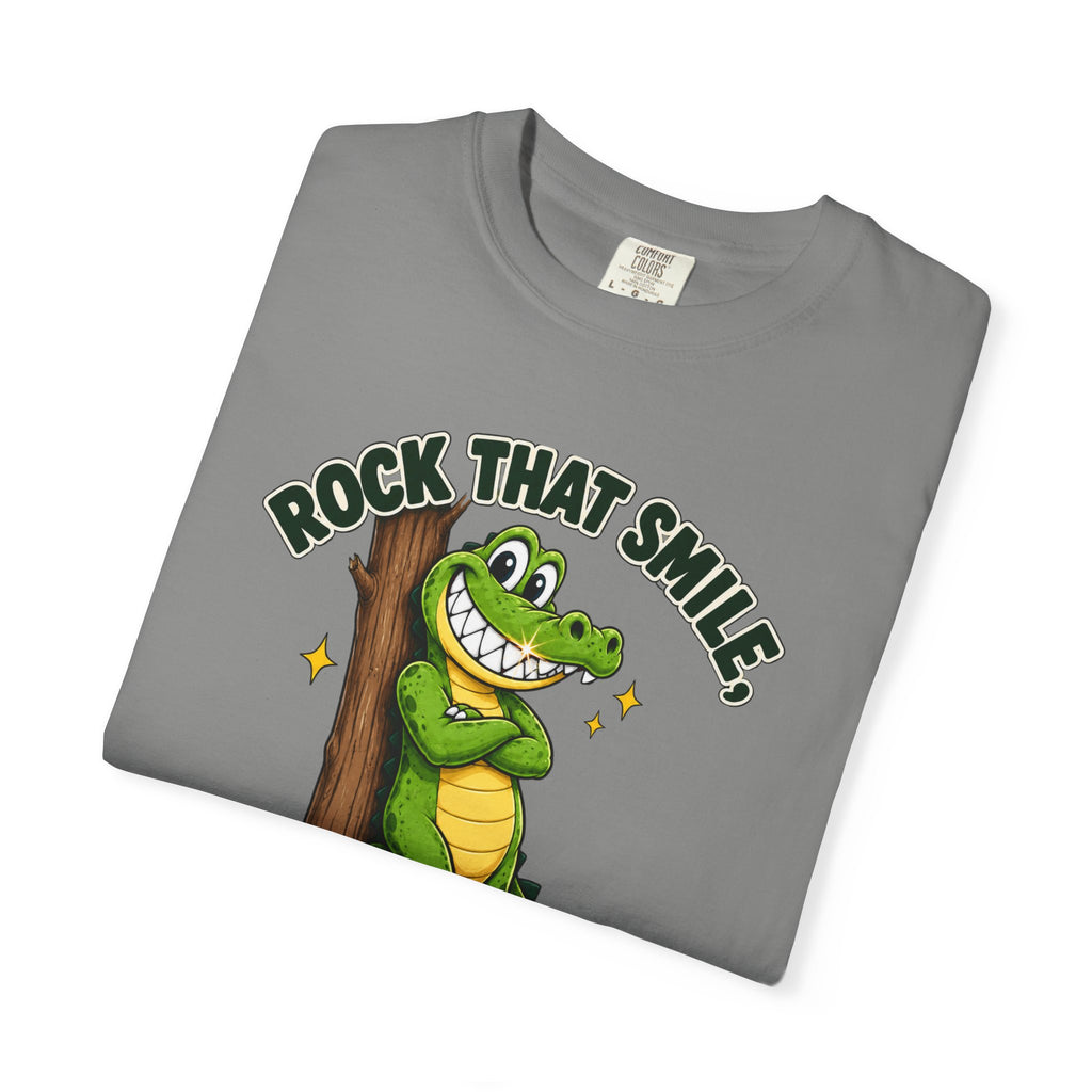 Rock That Smile Crocodile Adult Tee – Fun Graphic Crocodile Shirt