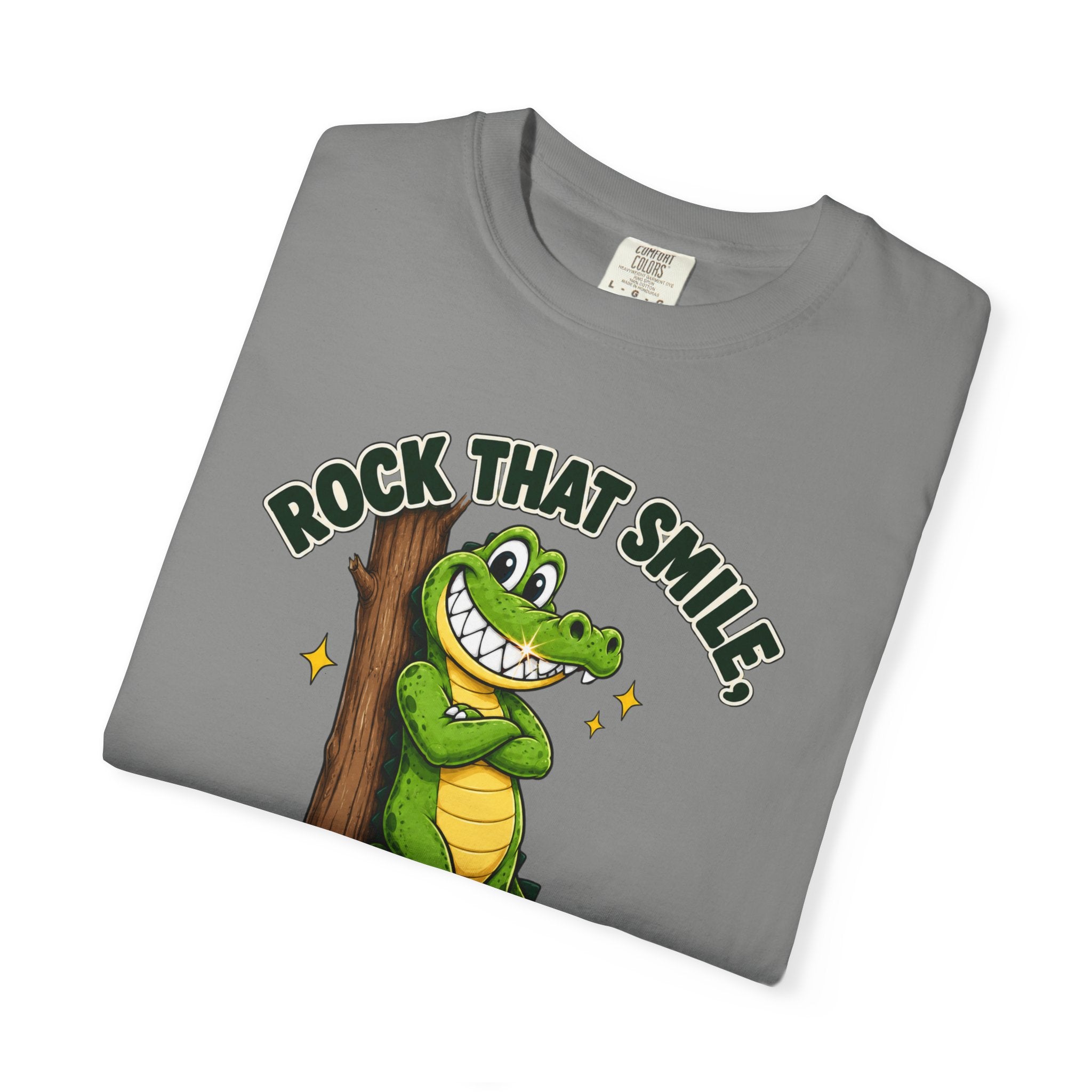 Rock That Smile Crocodile Adult Tee – Fun Graphic Crocodile Shirt