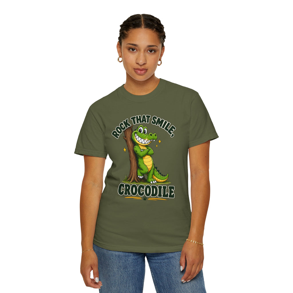 Rock That Smile Crocodile Adult Tee – Fun Graphic Crocodile Shirt