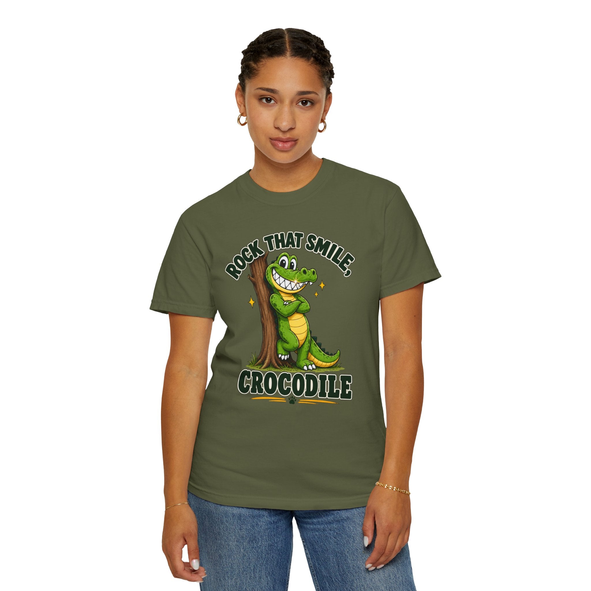 Rock That Smile Crocodile Adult Tee – Fun Graphic Crocodile Shirt