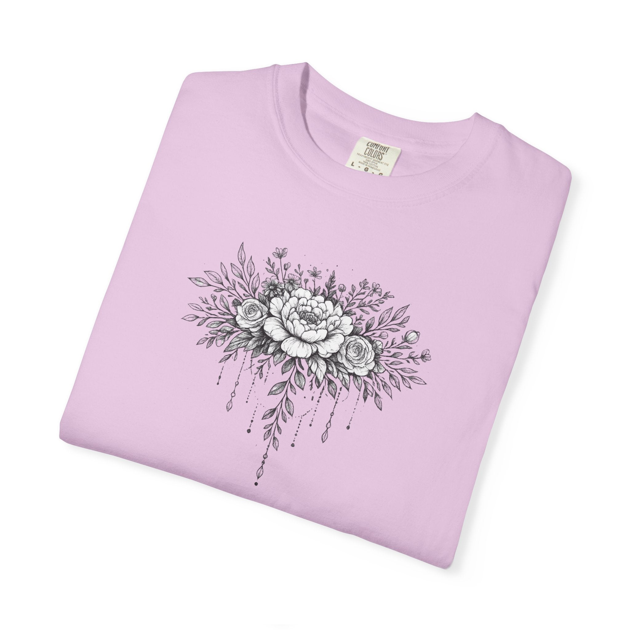 Floral Sketch T-Shirt — Vintage Black Rose Illustration