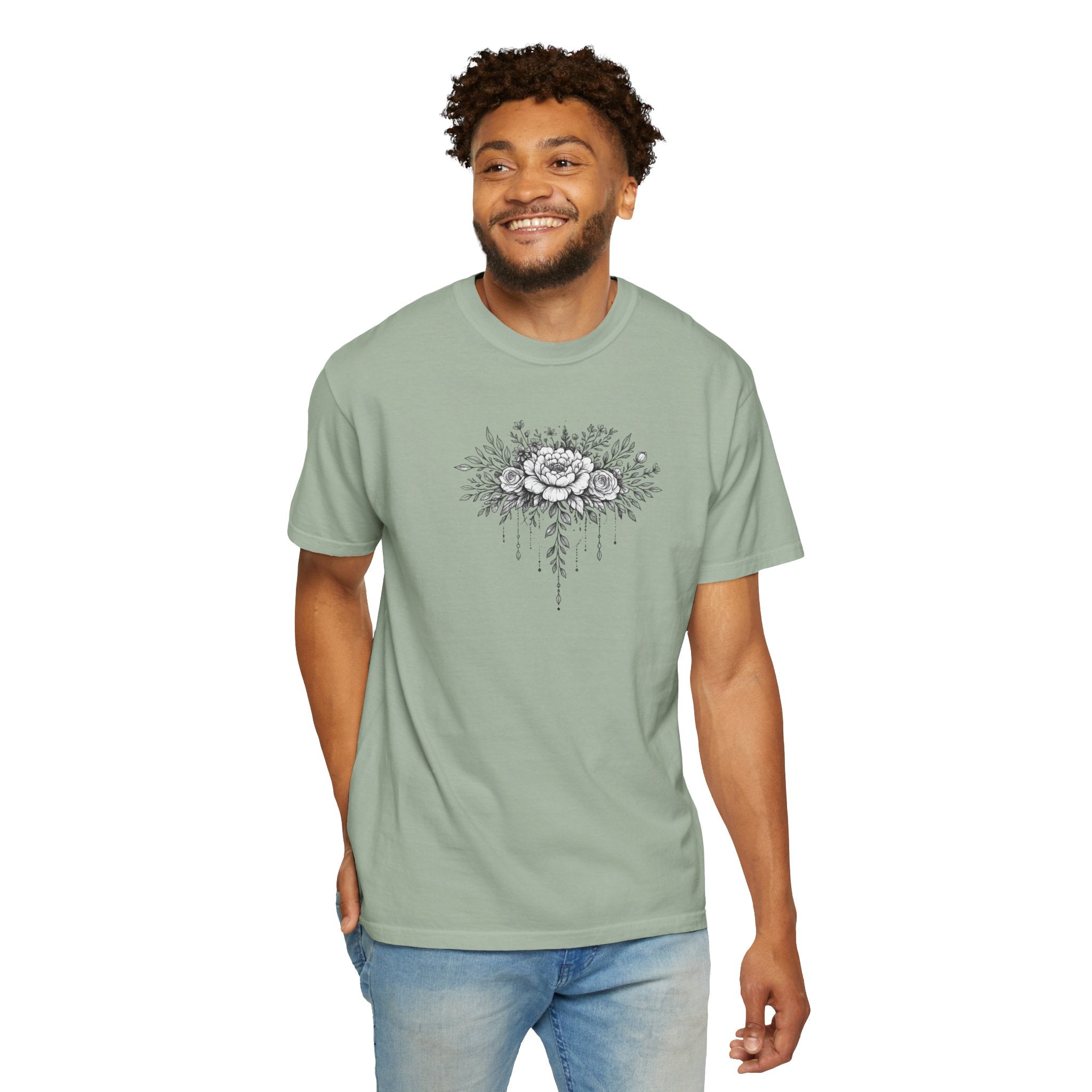 Floral Sketch T-Shirt — Vintage Black Rose Illustration