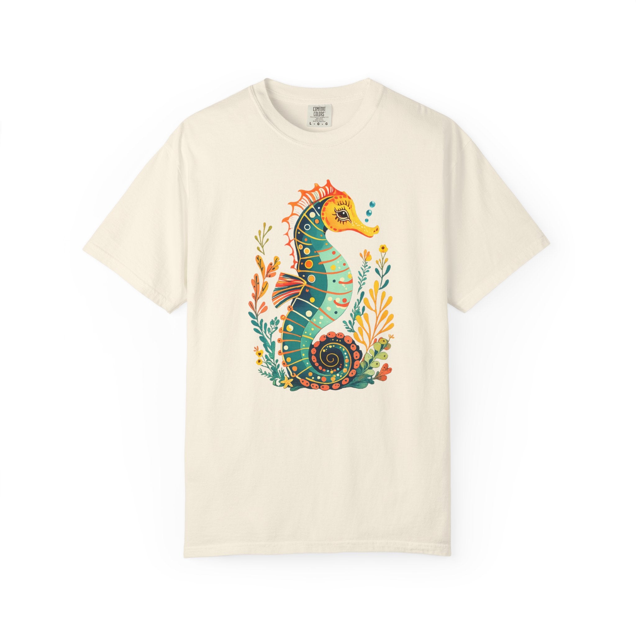 Seahorse Floral T-Shirt — Colorful Ocean Illustration Tee