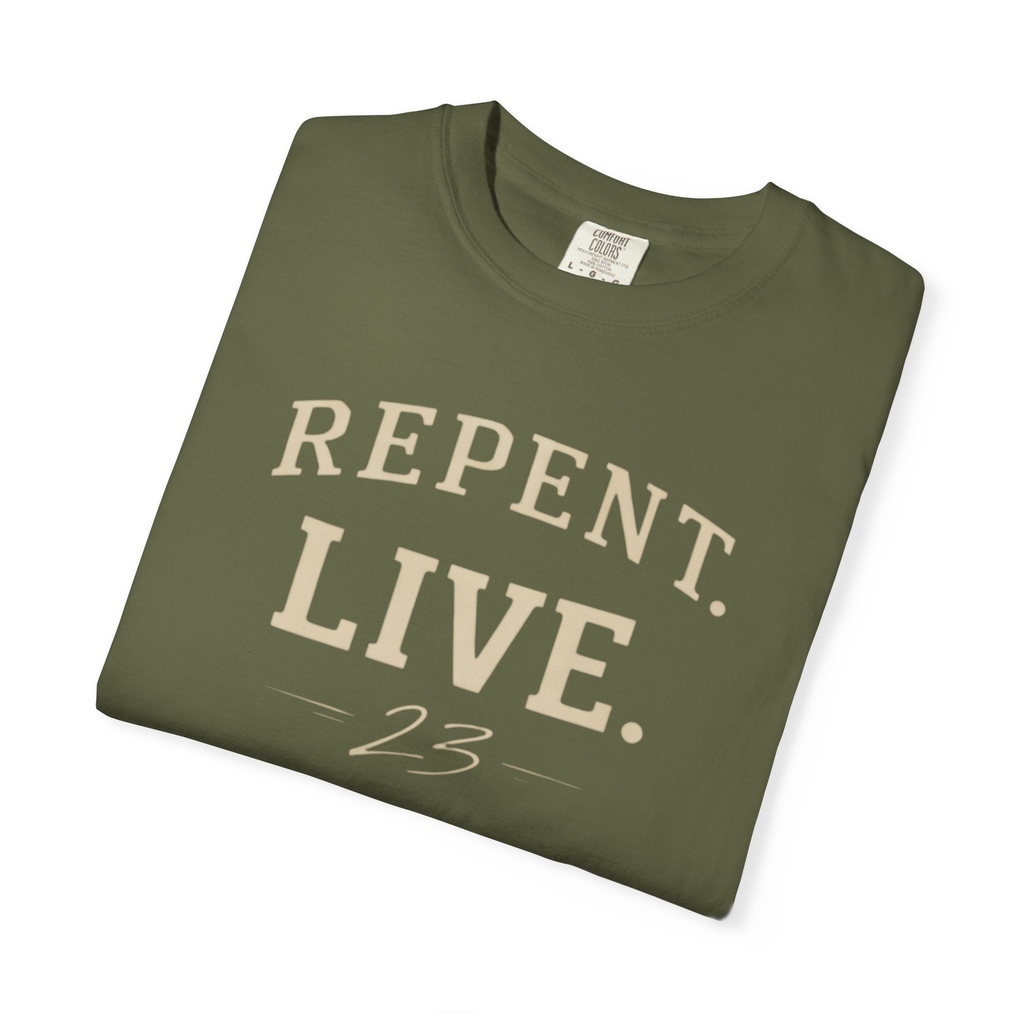REPENT. LIVE. Faith T-Shirt — Bold Minimal Christian Tee