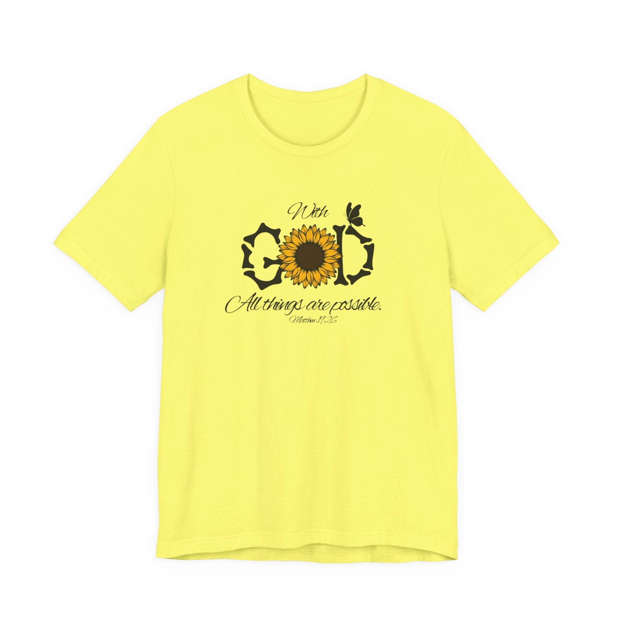 With God, All Things Are Possible with Daisy design: Scripture T-shirt