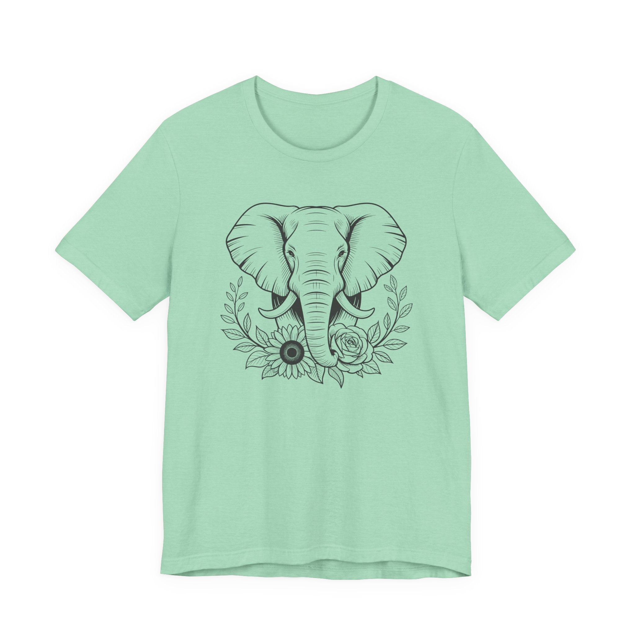 Elephant & Floral Strength T-Shirt — "Strength Meets Beauty"