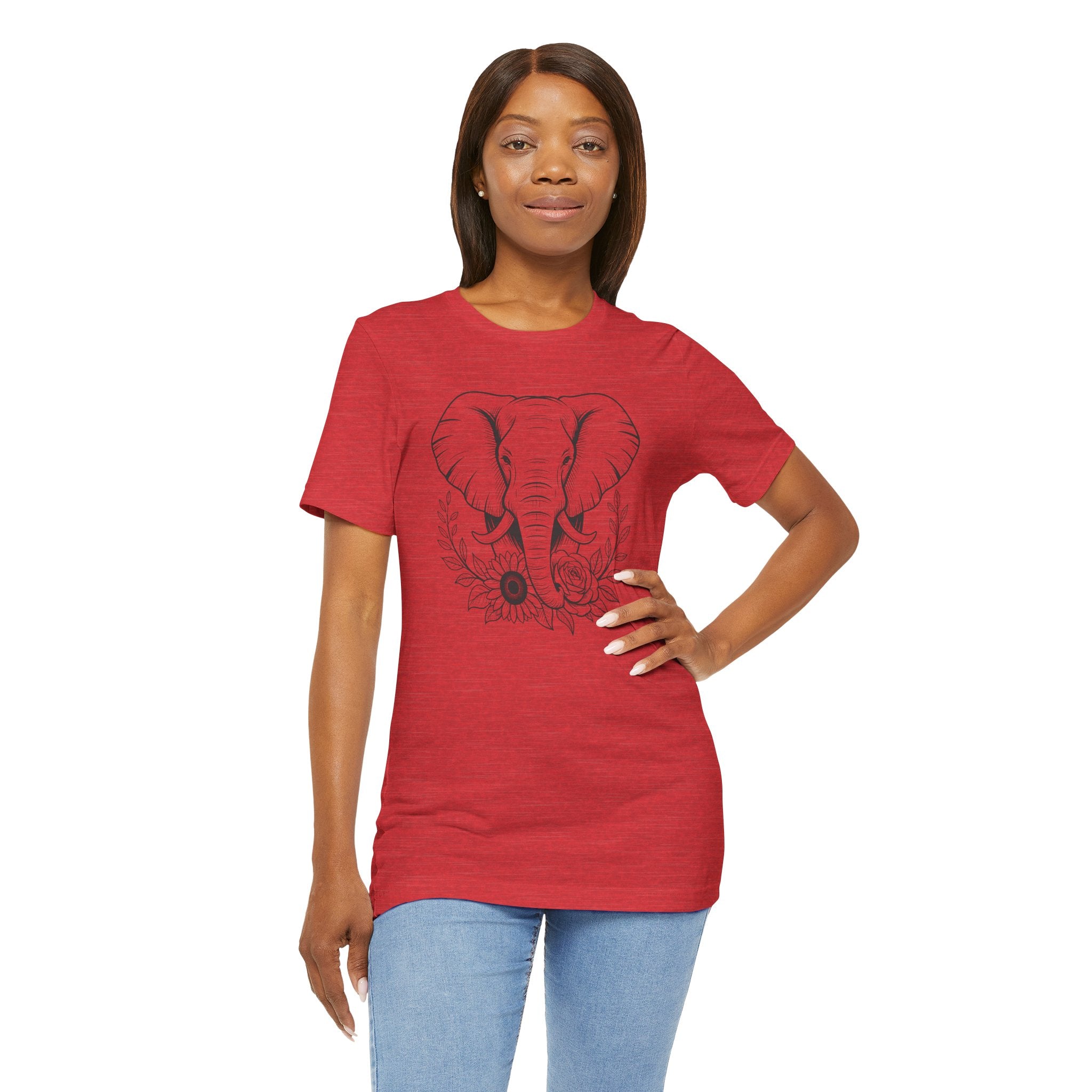 Elephant & Floral Strength T-Shirt — "Strength Meets Beauty"