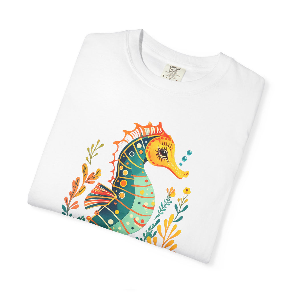 Seahorse Floral T-Shirt — Colorful Ocean Illustration Tee