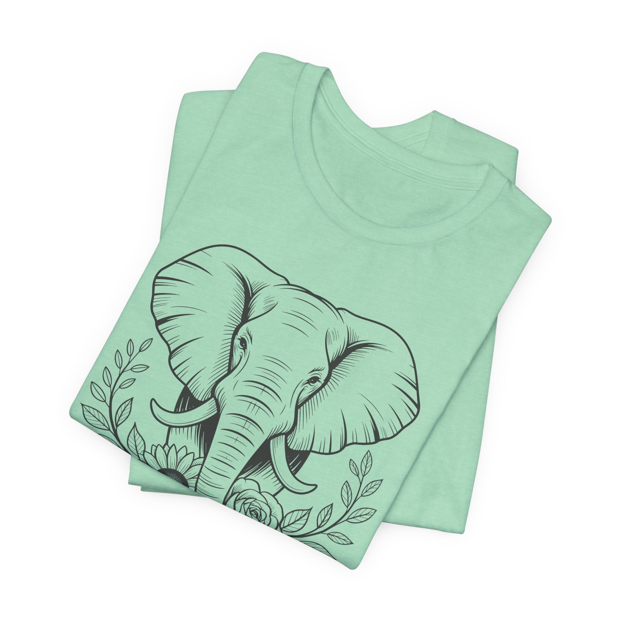 Elephant & Floral Strength T-Shirt — "Strength Meets Beauty"