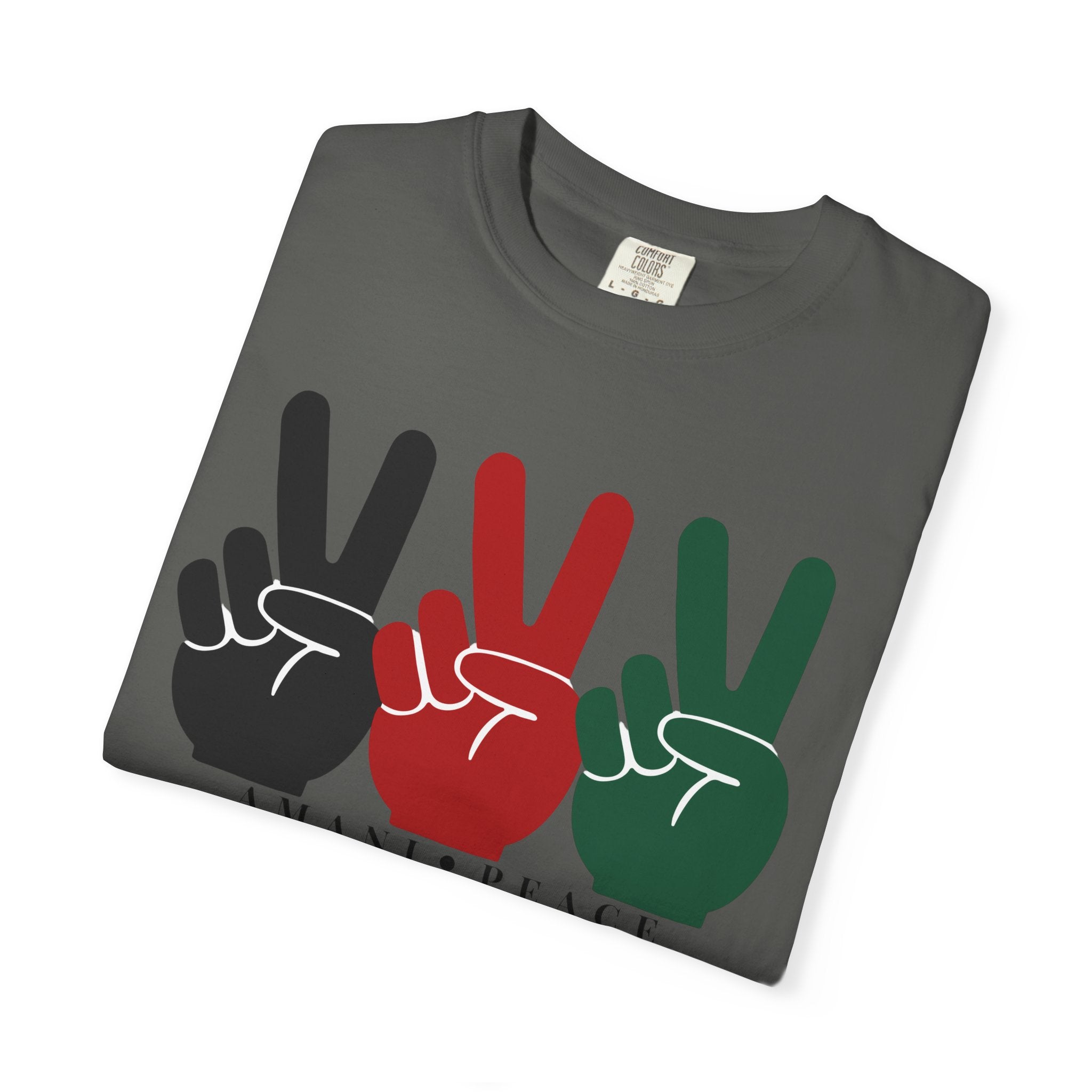 Peace Sign Trio T-Shirt — Black Red Green Retro Vibes