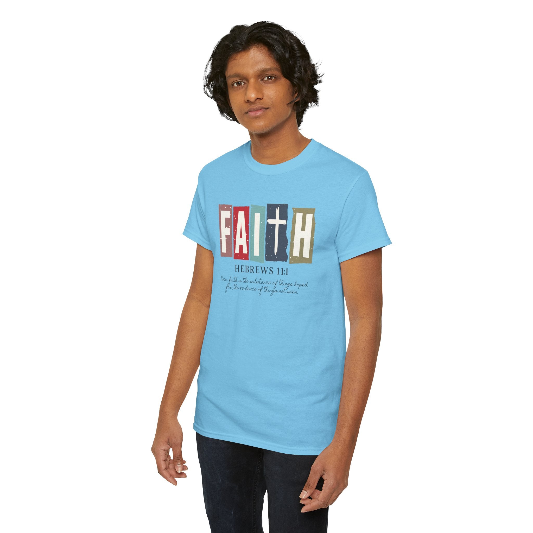 Funky Christian Tee - Colorful FAITH Design - Hebrews 11:1