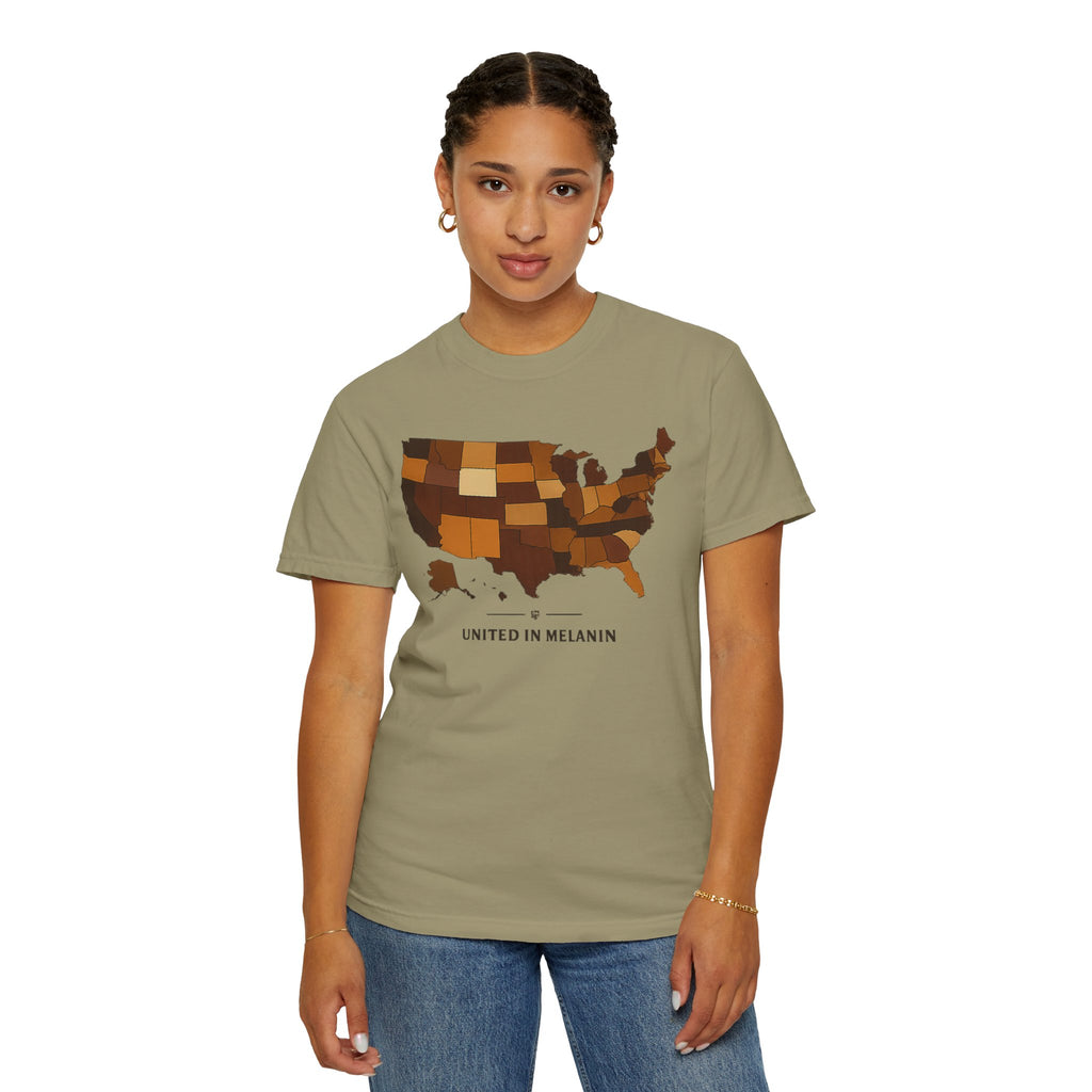 United in Melanin T-Shirt — Brown Shades USA Map Pride Tee