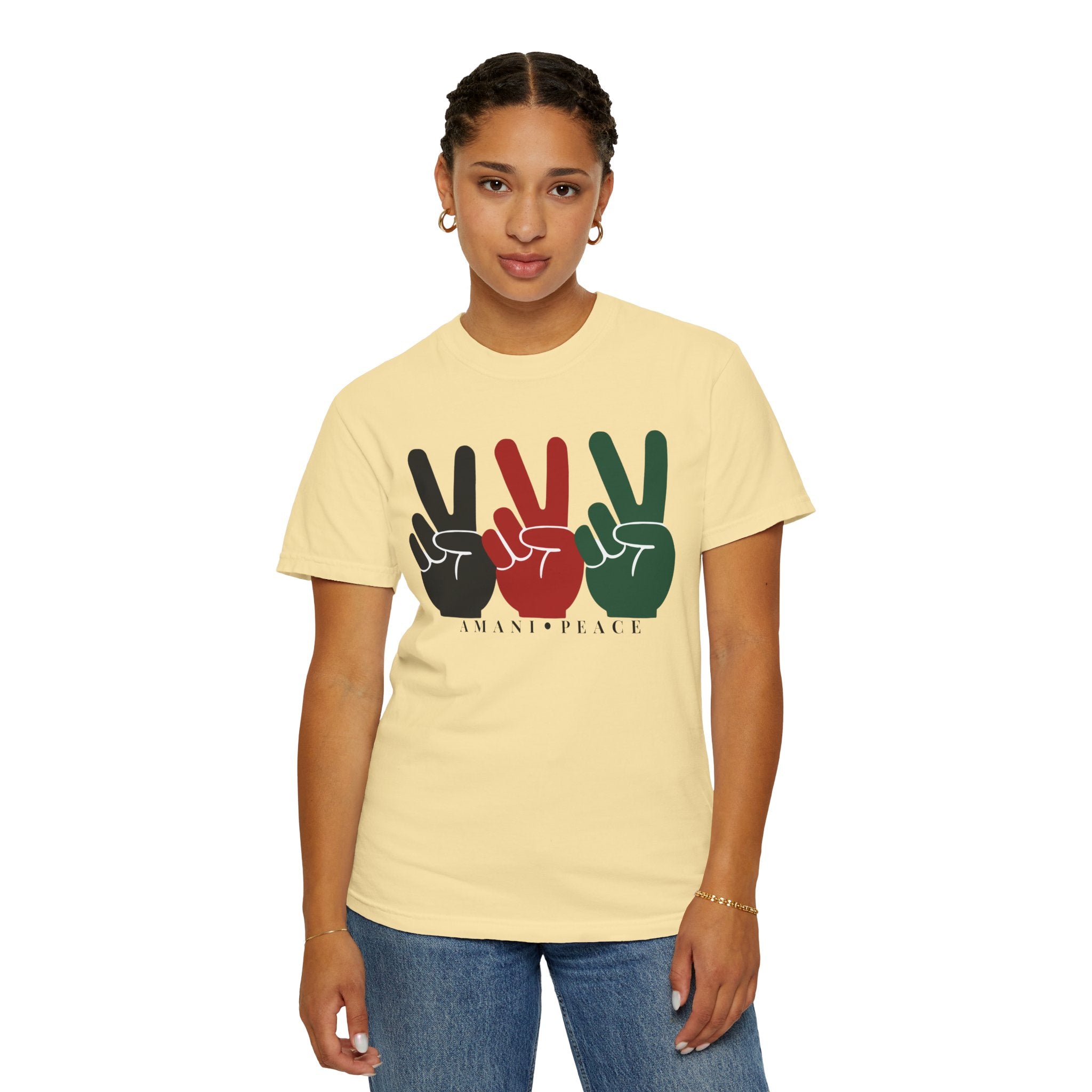 Peace Sign Trio T-Shirt — Black Red Green Retro Vibes