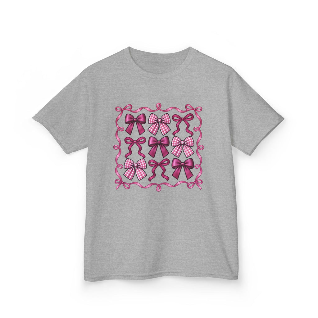 Pretty in Bows Girls’ Tee – Pink Ribbon Grid Shirt