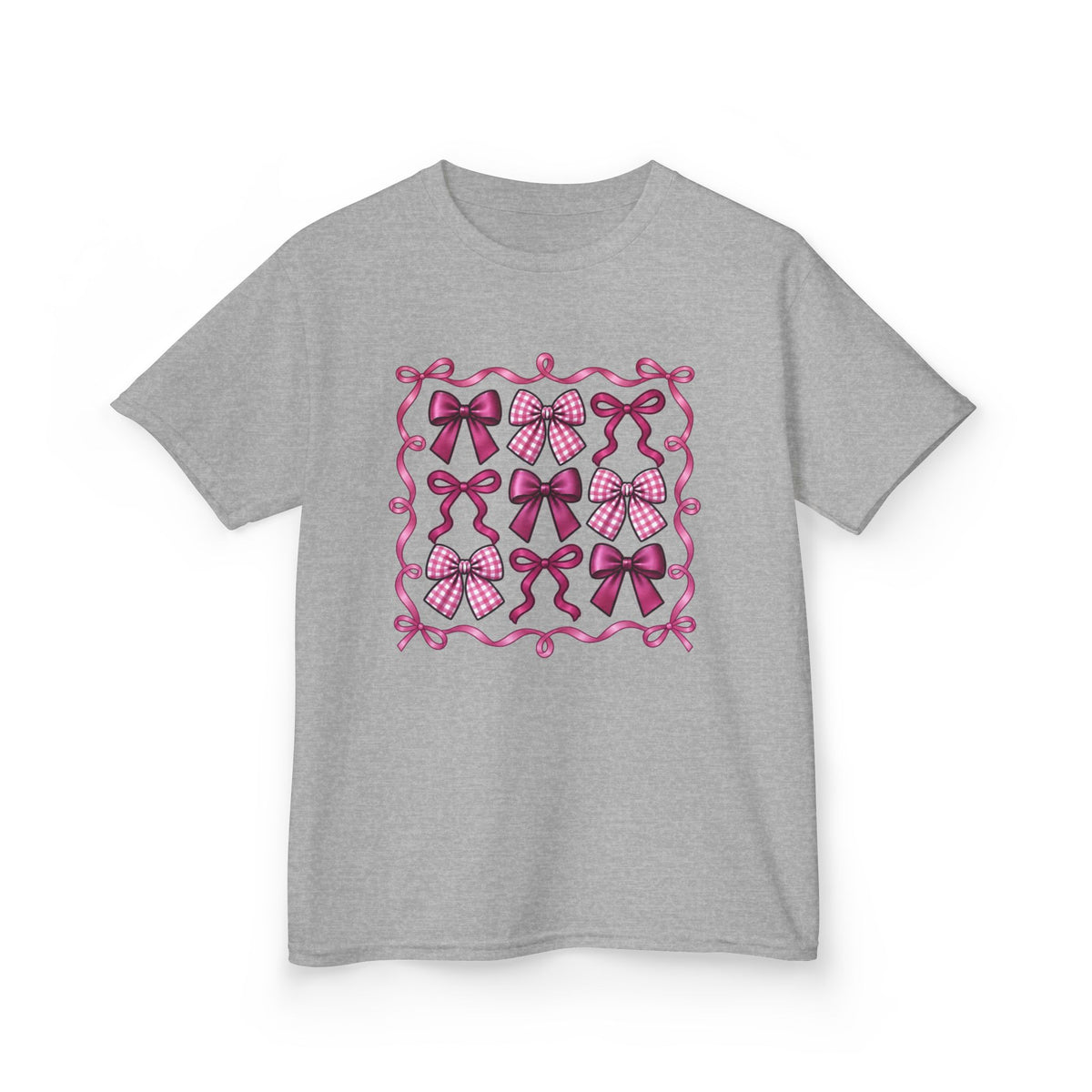 Pretty in Bows Girls’ Tee – Pink Ribbon Grid Shirt