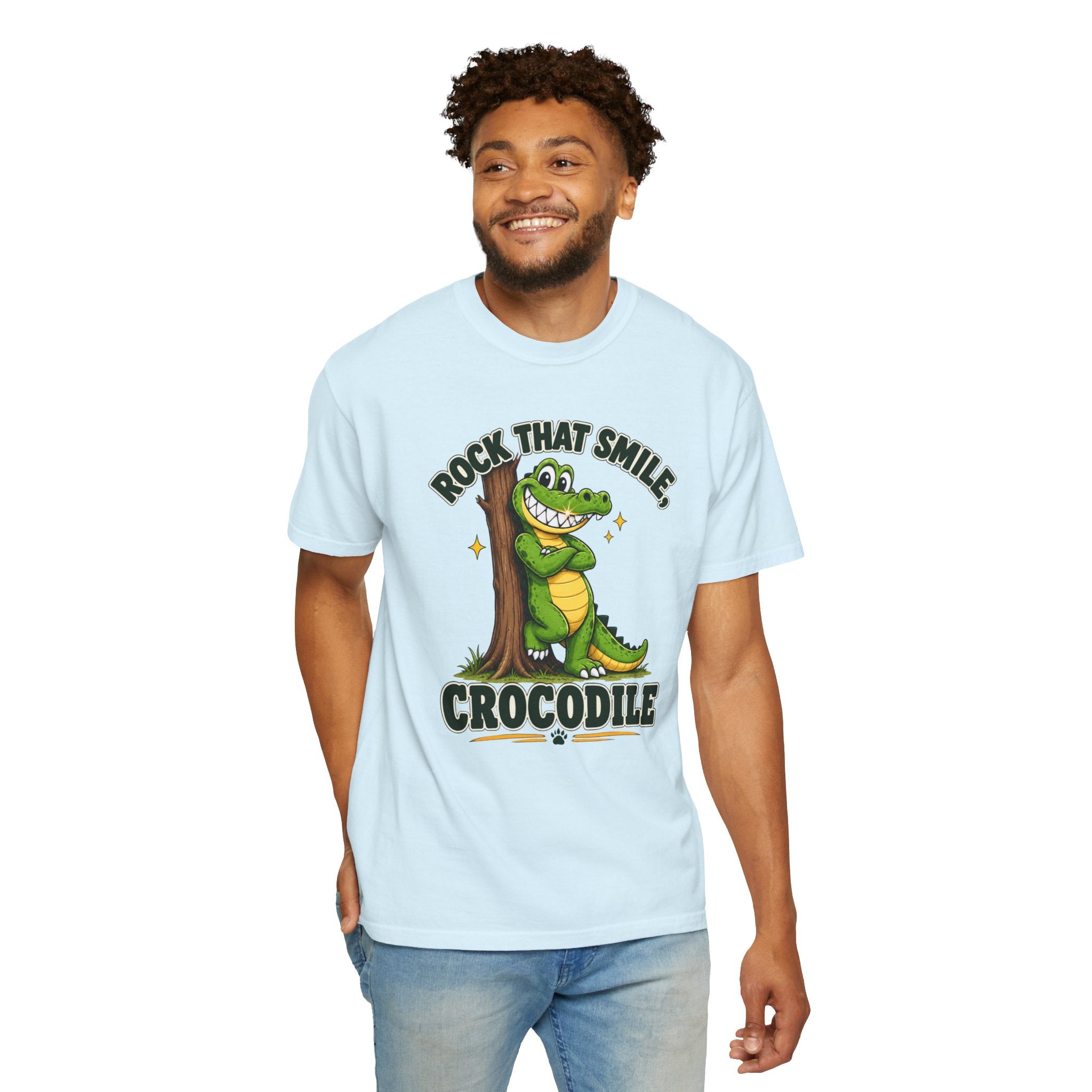 Rock That Smile Crocodile Adult Tee – Fun Graphic Crocodile Shirt