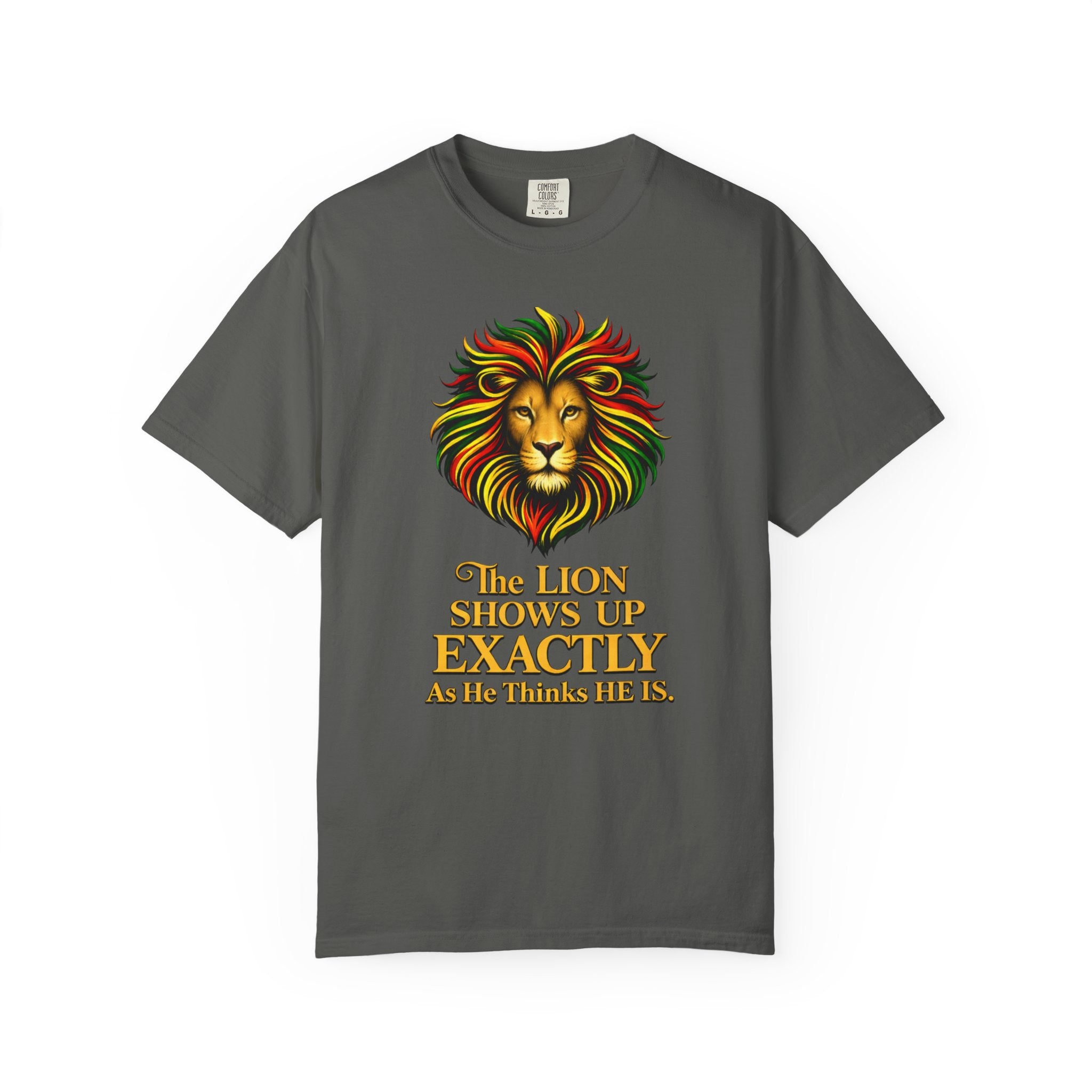 Lion T-Shirt — "The Lion Shows Up Exactly As He Thinks He Is" BLACK COLLECTION