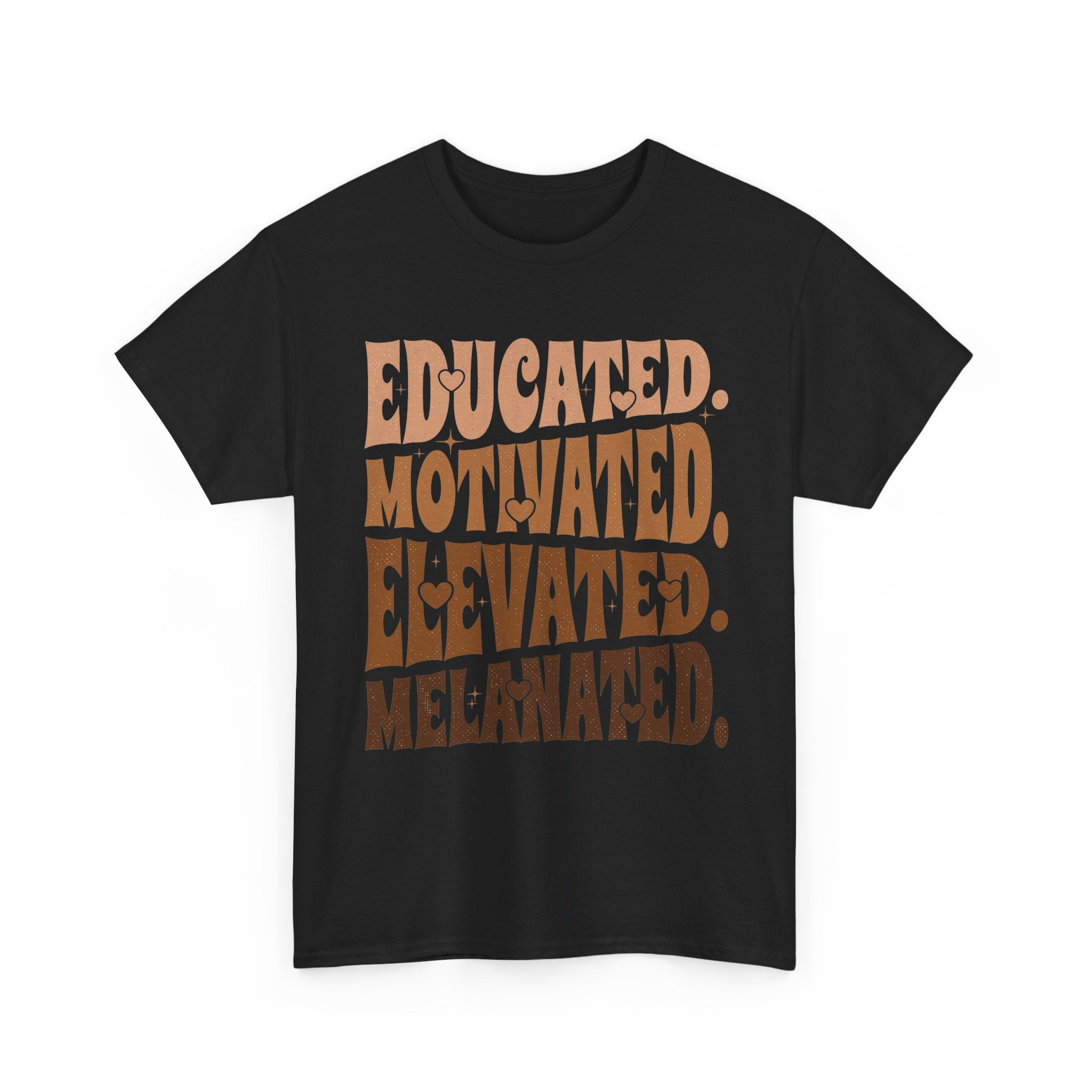 Empowerment Tee - Educated, Motivated, Elevated, Melanated Print