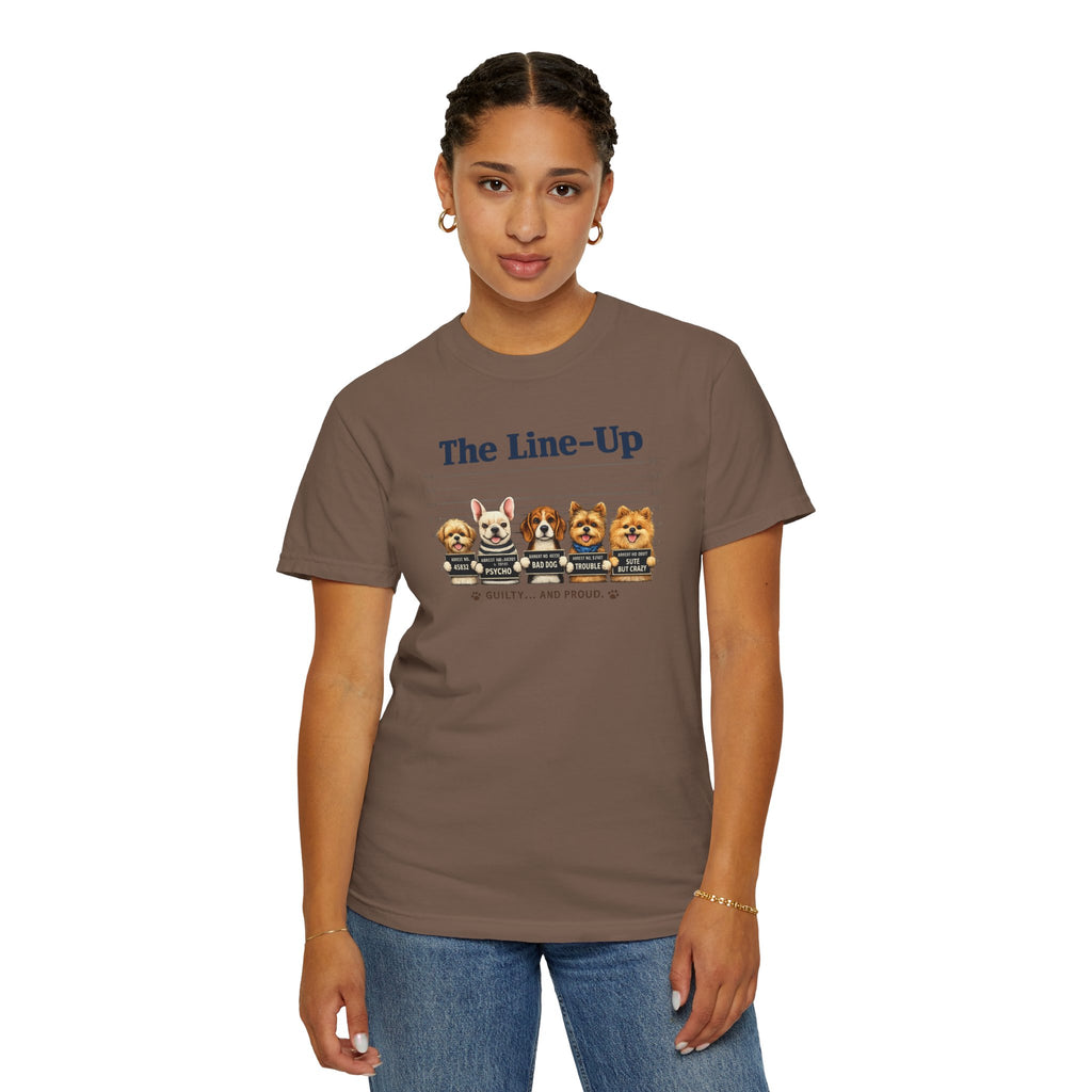 The Line-Up Cute Dog Mugshot T-Shirt — "Guilty and Adorable"
