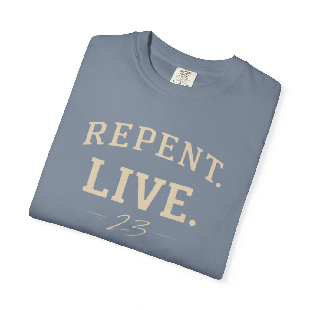 REPENT. LIVE. Faith T-Shirt — Bold Minimal Christian Tee