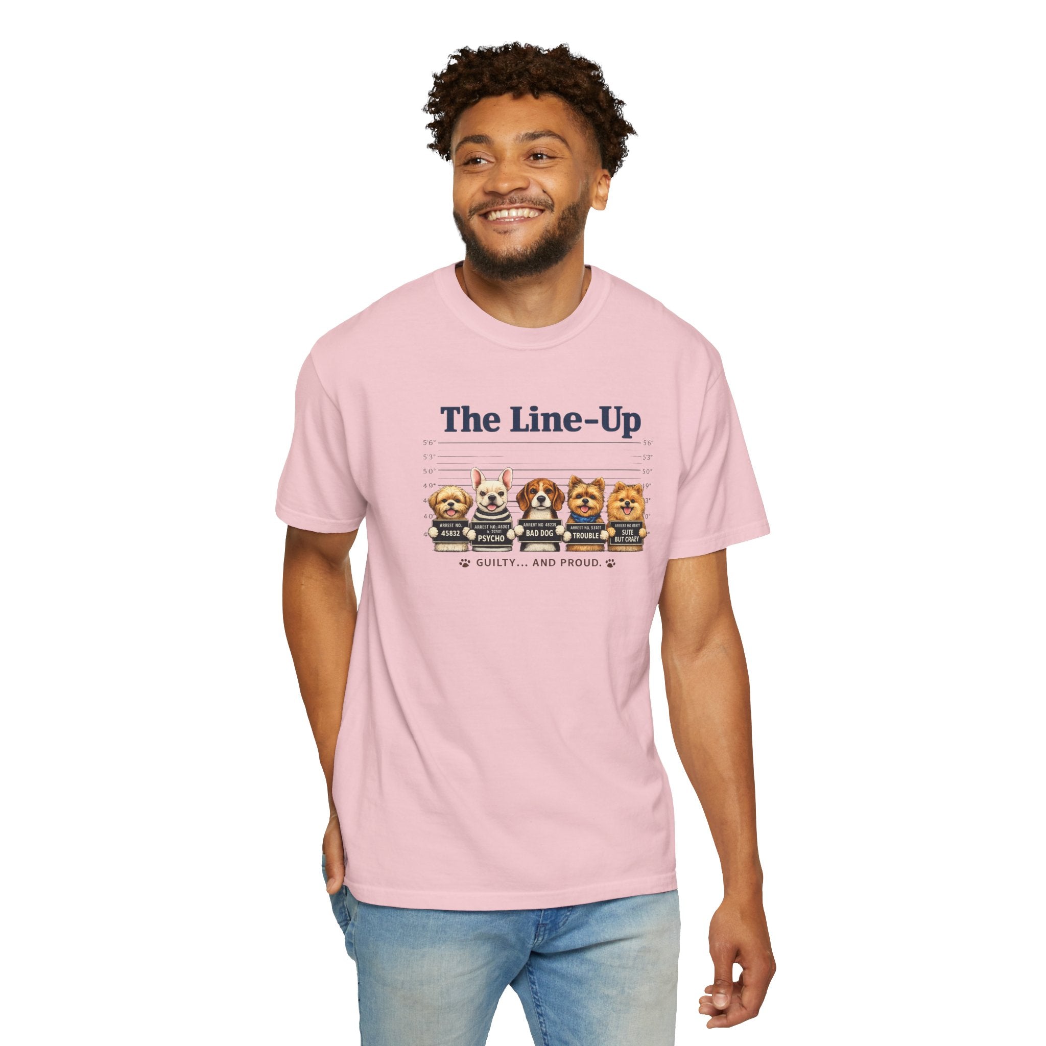 The Line-Up Cute Dog Mugshot T-Shirt — "Guilty and Adorable"