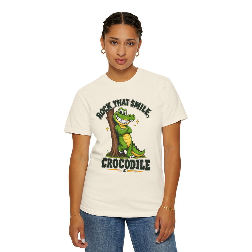 Rock That Smile Crocodile Adult Tee – Fun Graphic Crocodile Shirt