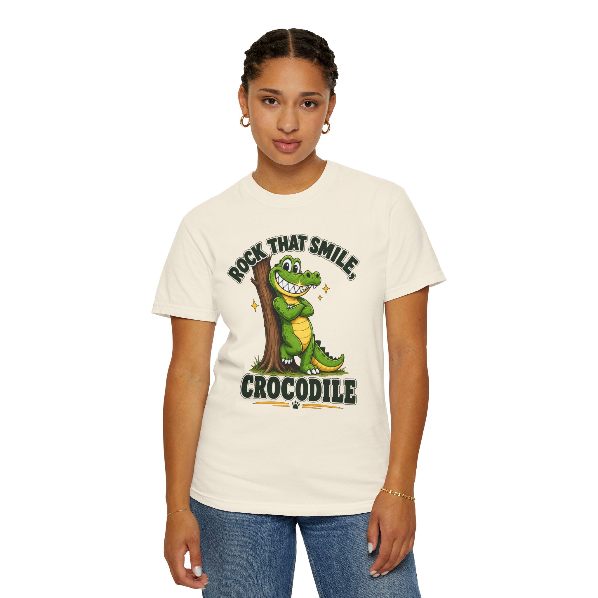 Rock That Smile Crocodile Adult Tee – Fun Graphic Crocodile Shirt