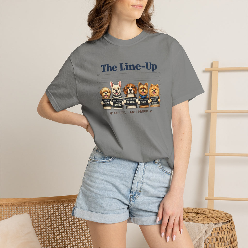 The Line-Up Cute Dog Mugshot T-Shirt — "Guilty and Adorable"