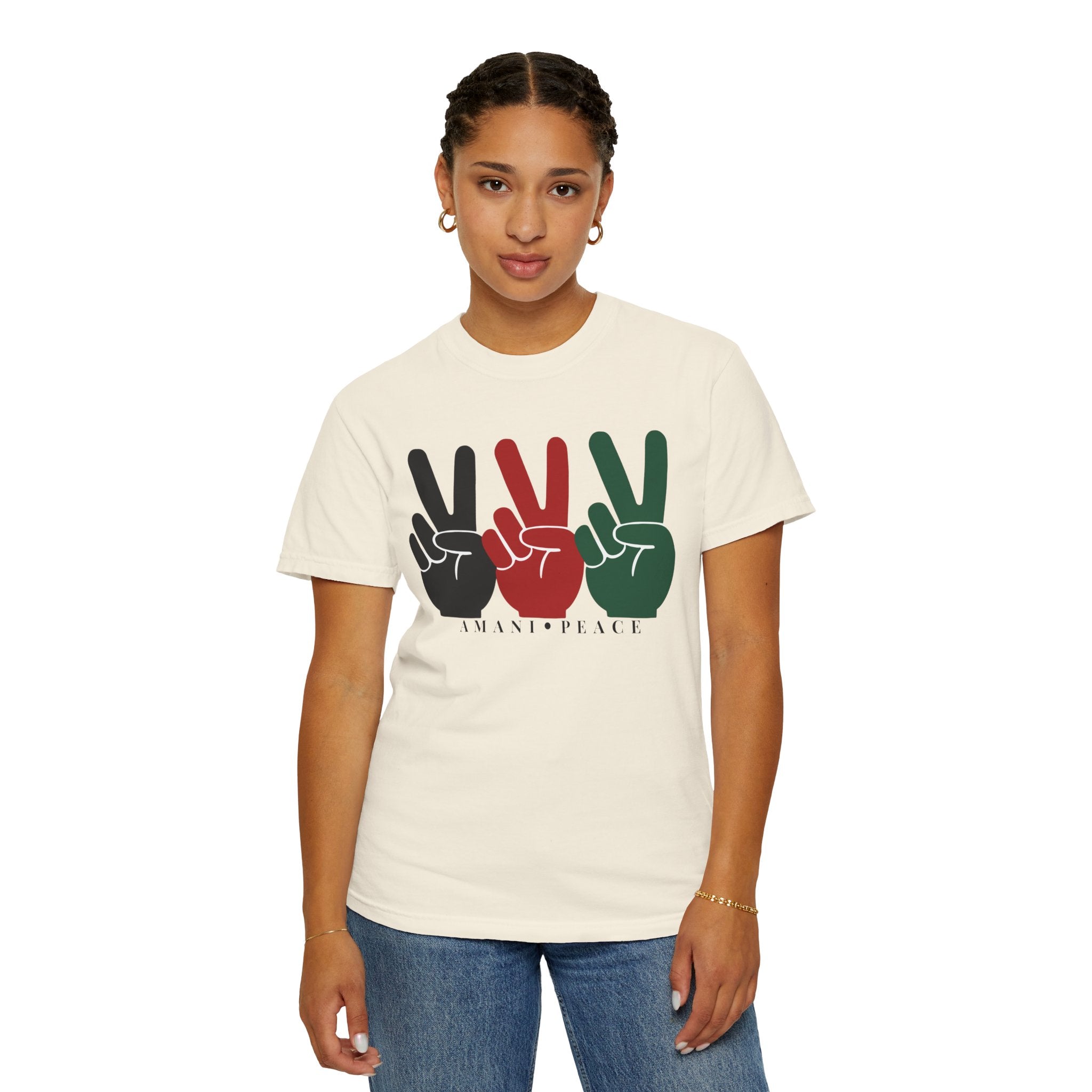 Peace Sign Trio T-Shirt — Black Red Green Retro Vibes