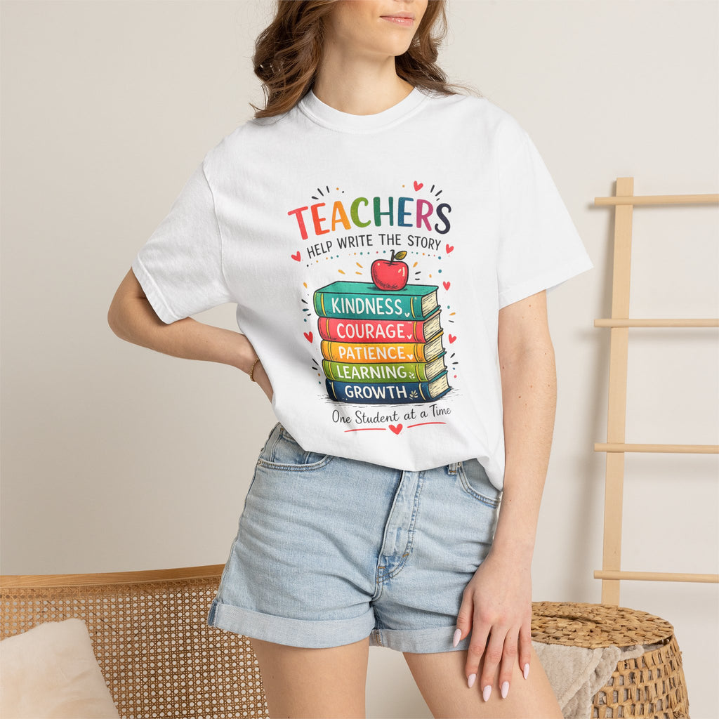 Teachers Help Write the Story Personalized Teacher T-Shirt™ | Custom Name Back | Premium Teacher Gift