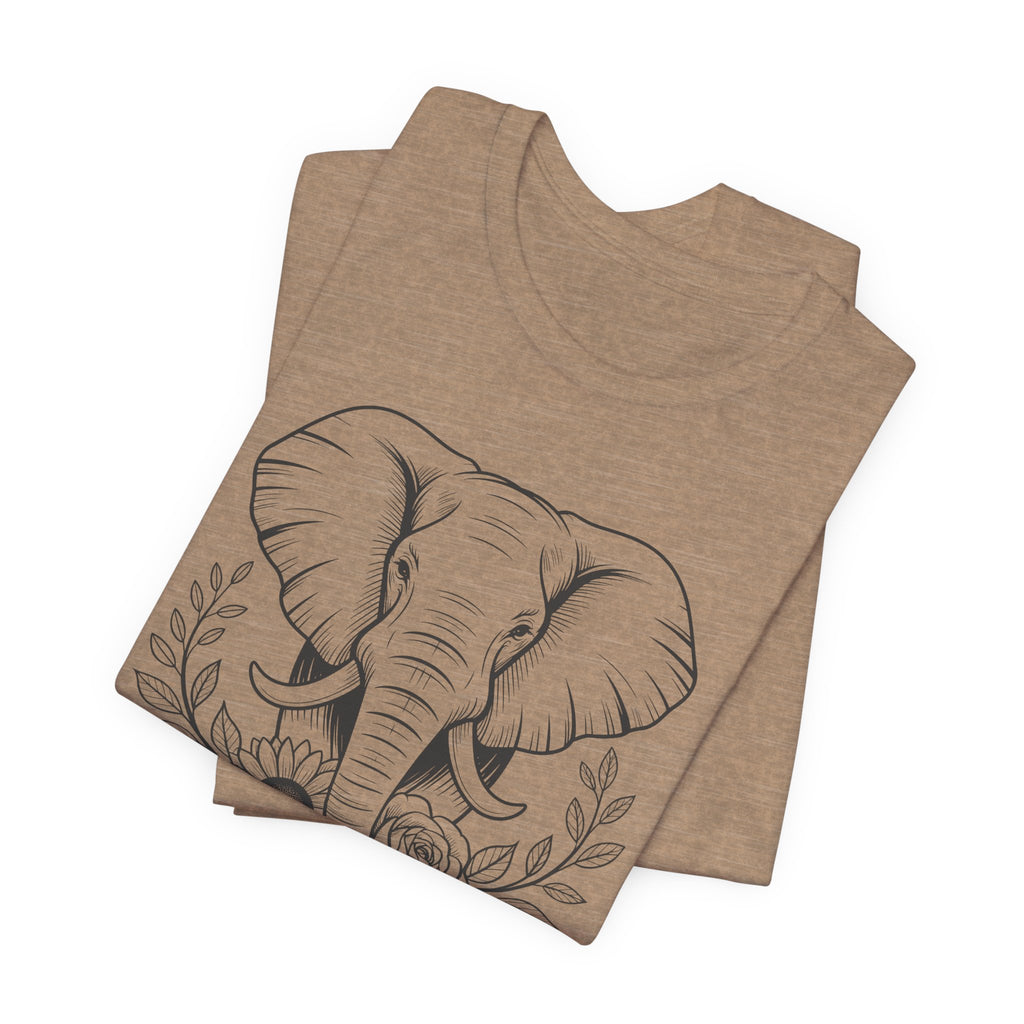 Elephant & Floral Strength T-Shirt — "Strength Meets Beauty"