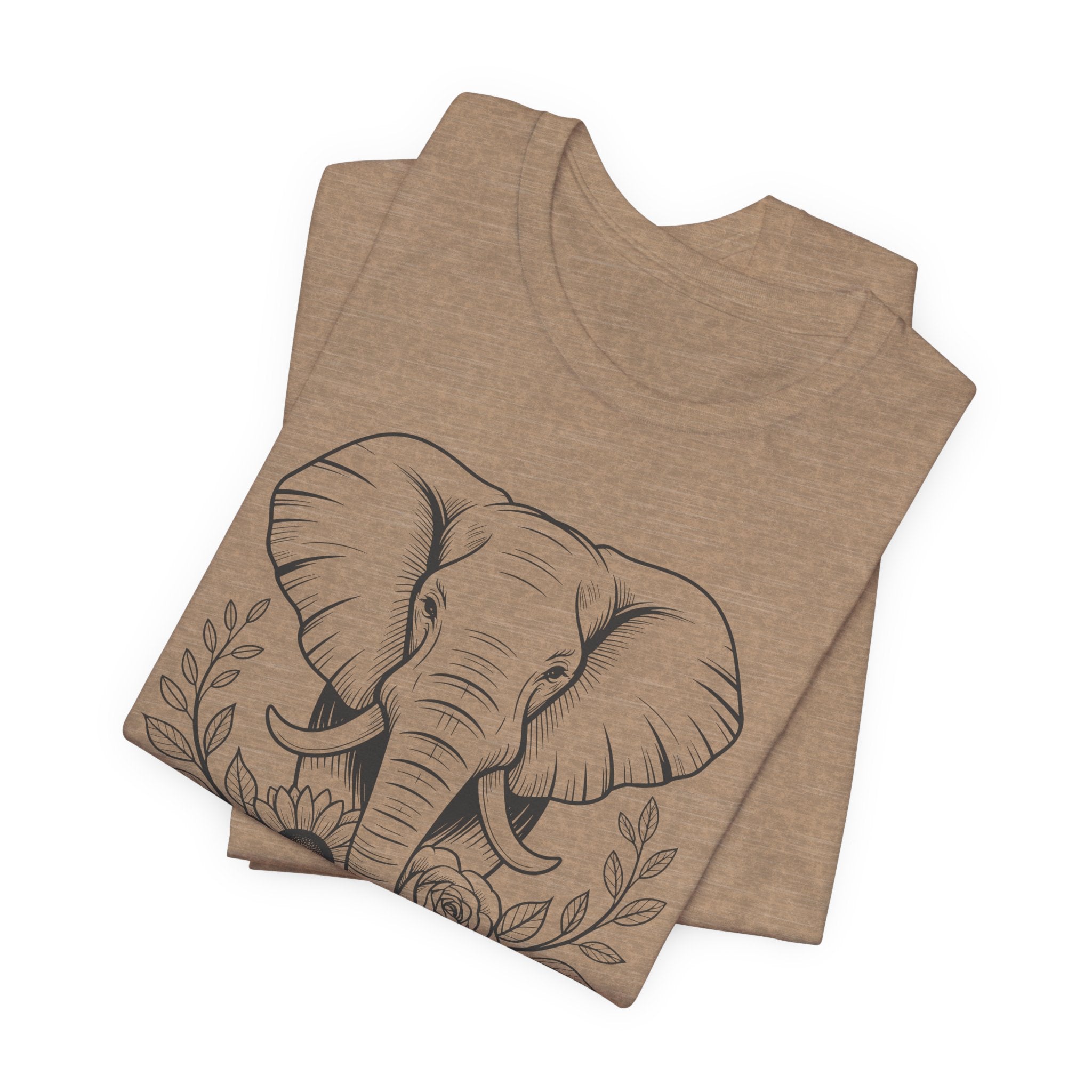 Elephant & Floral Strength T-Shirt — "Strength Meets Beauty"