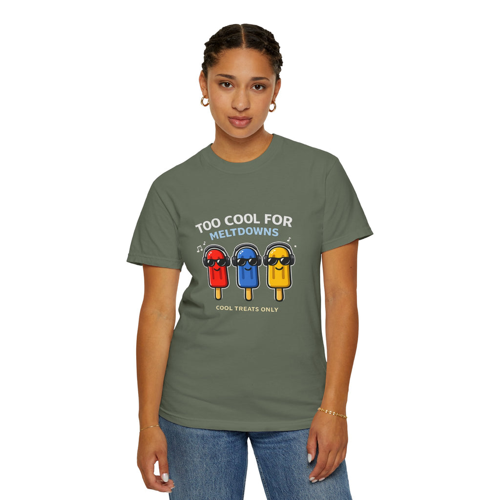 3 Cool Popsicles Graphic T-Shirt — "Too Cool for Meltdowns" Summer Tee