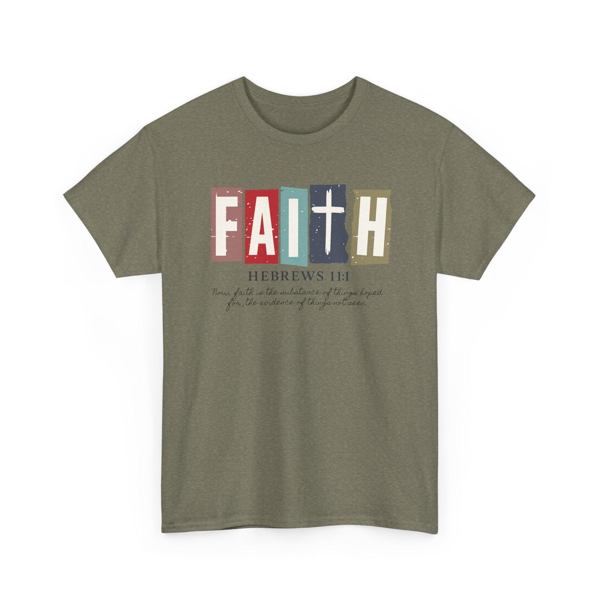 Funky Christian Tee - Colorful FAITH Design - Hebrews 11:1