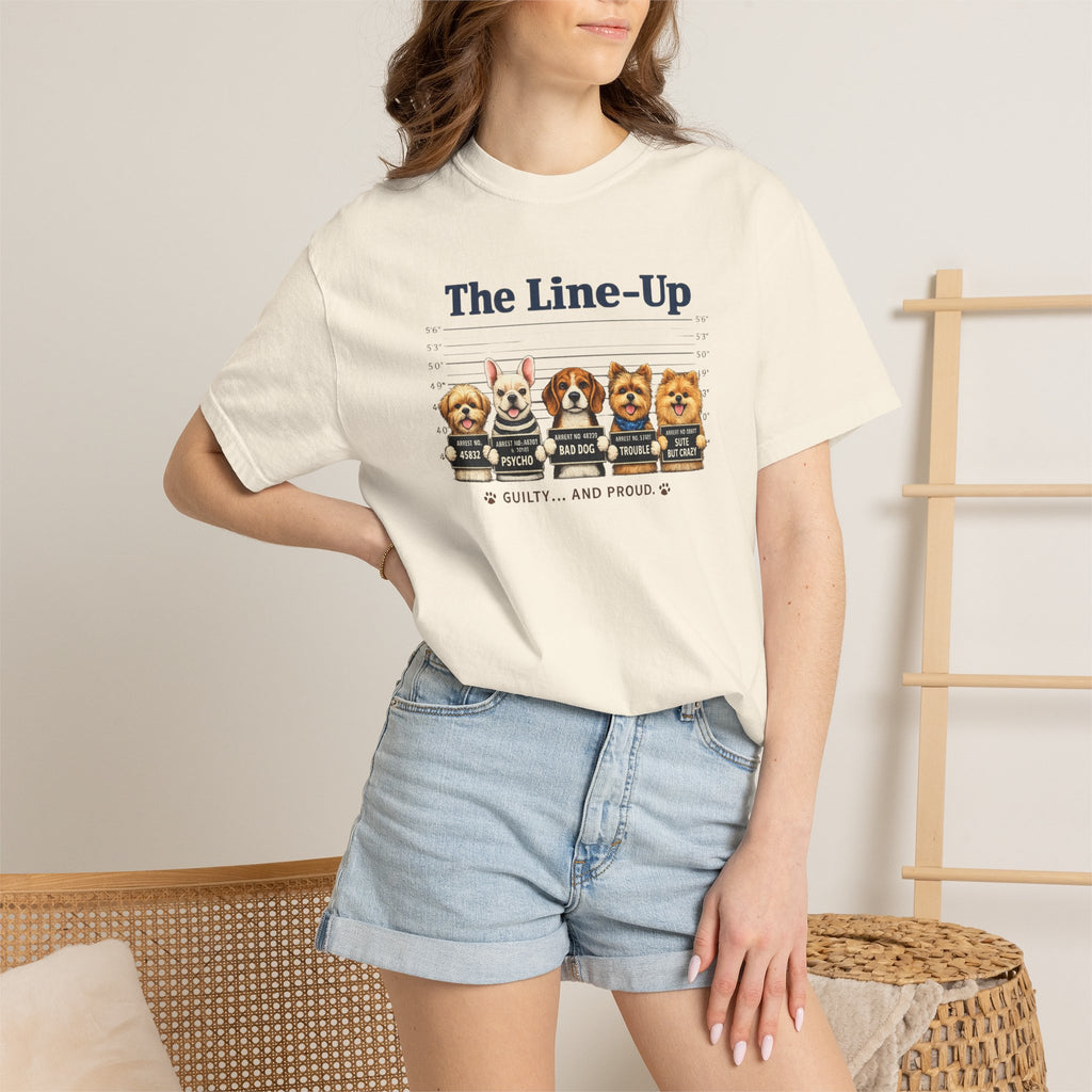 The Line-Up Cute Dog Mugshot T-Shirt — "Guilty and Adorable"